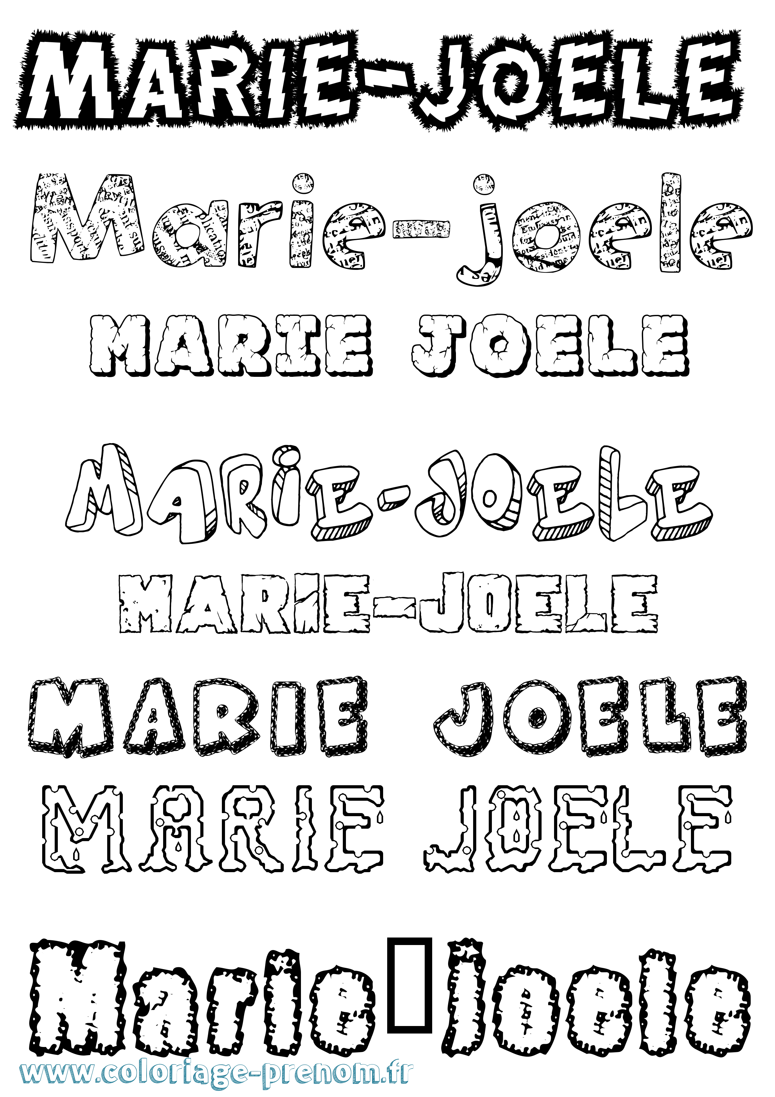 Coloriage Marie-Joele Destructuré Coloriage prénom Marie-Joele Destructuré