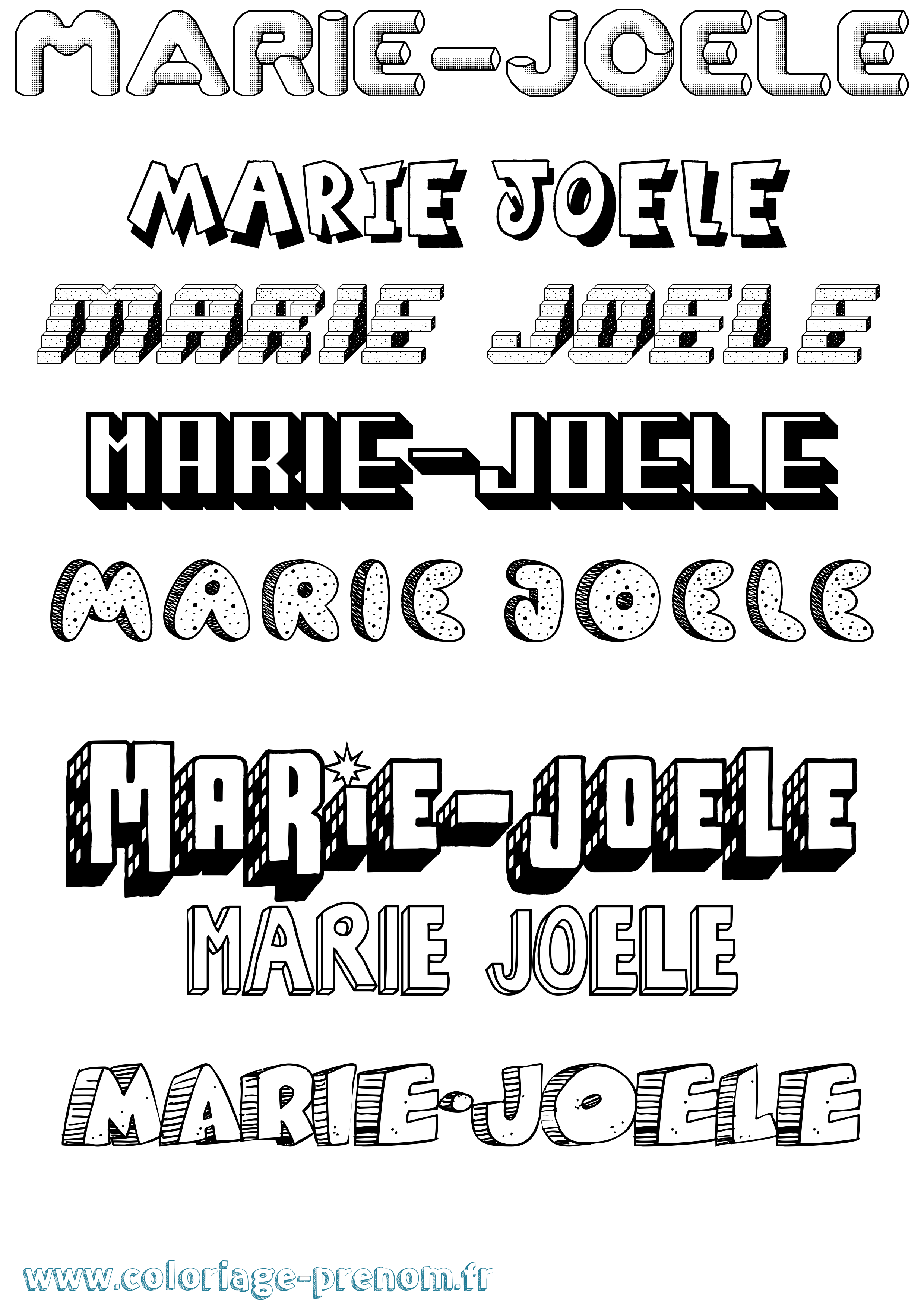 Coloriage Marie-Joele Effet 3D Coloriage prénom Marie-Joele Effet 3D