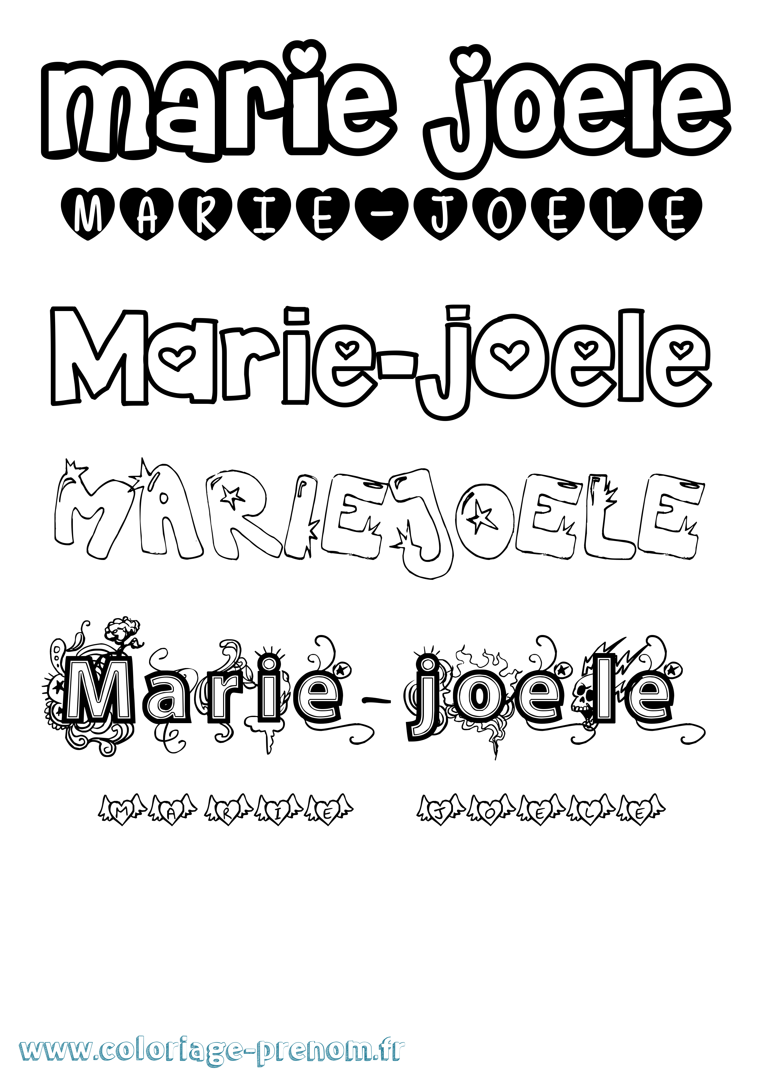 Coloriage Marie-Joele Girly Coloriage prénom Marie-Joele Girly
