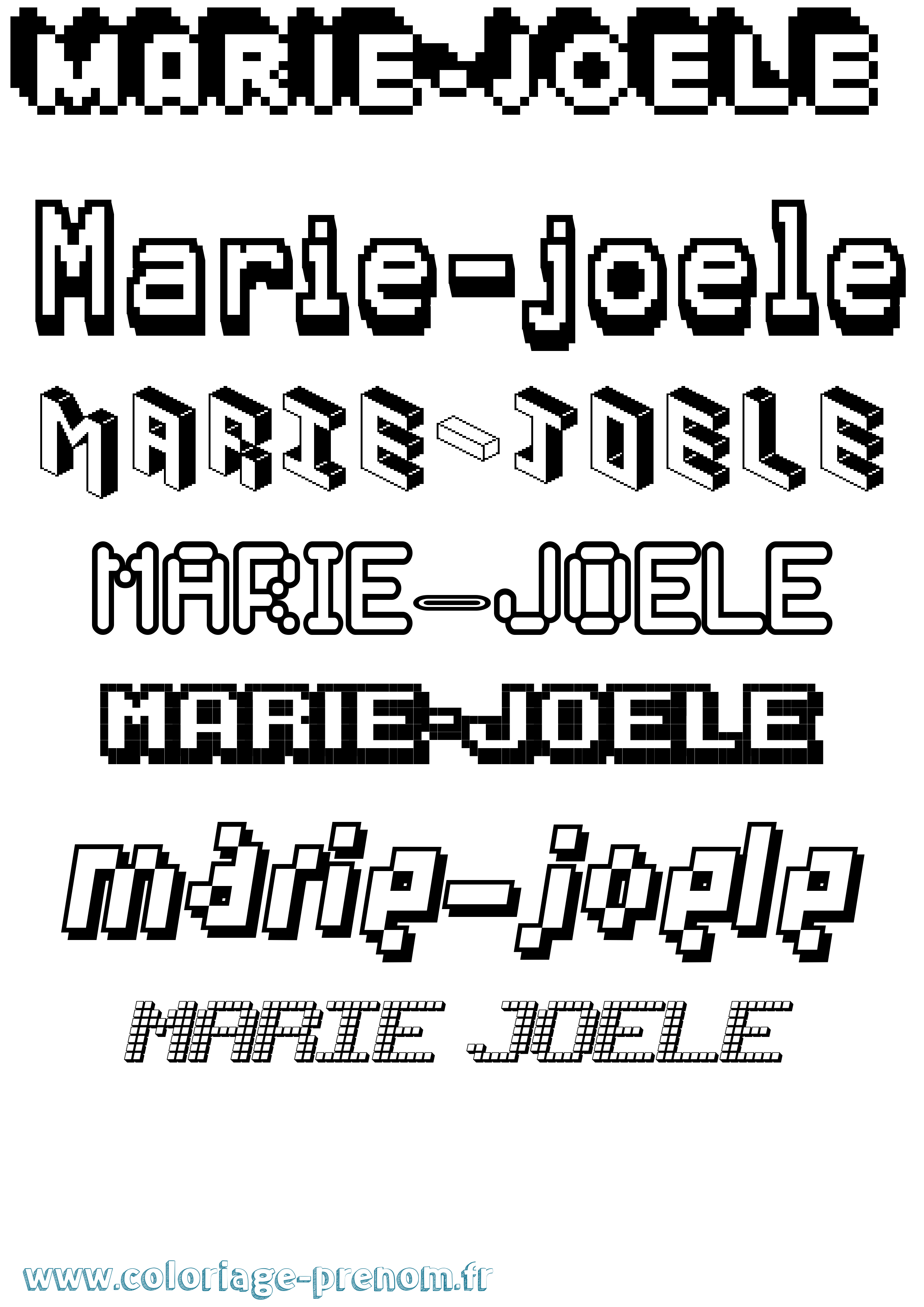 Coloriage Marie-Joele Pixel Coloriage prénom Marie-Joele Pixel