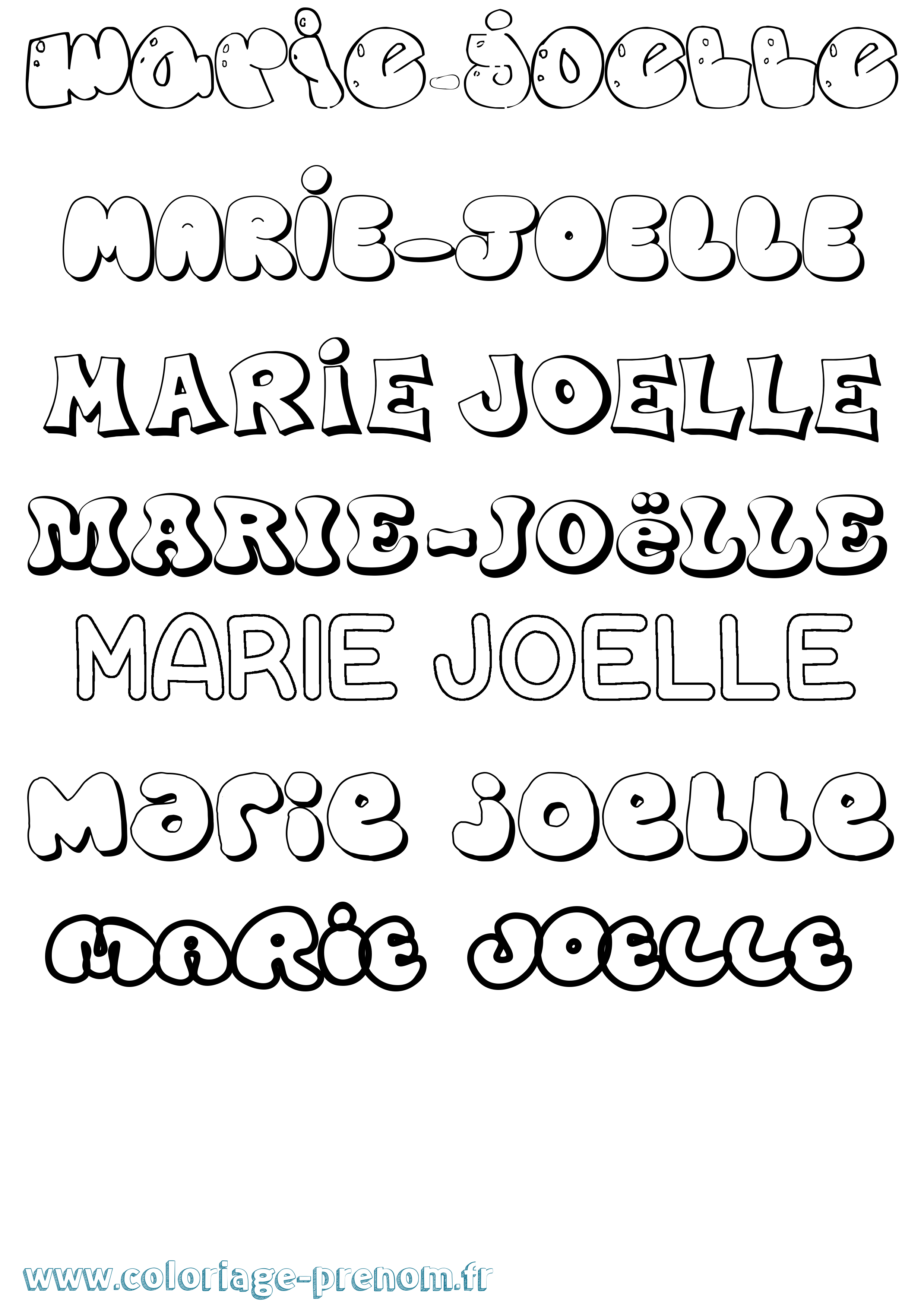 Coloriage Marie-Joëlle Bubble Coloriage prénom Marie-Joëlle Bubble