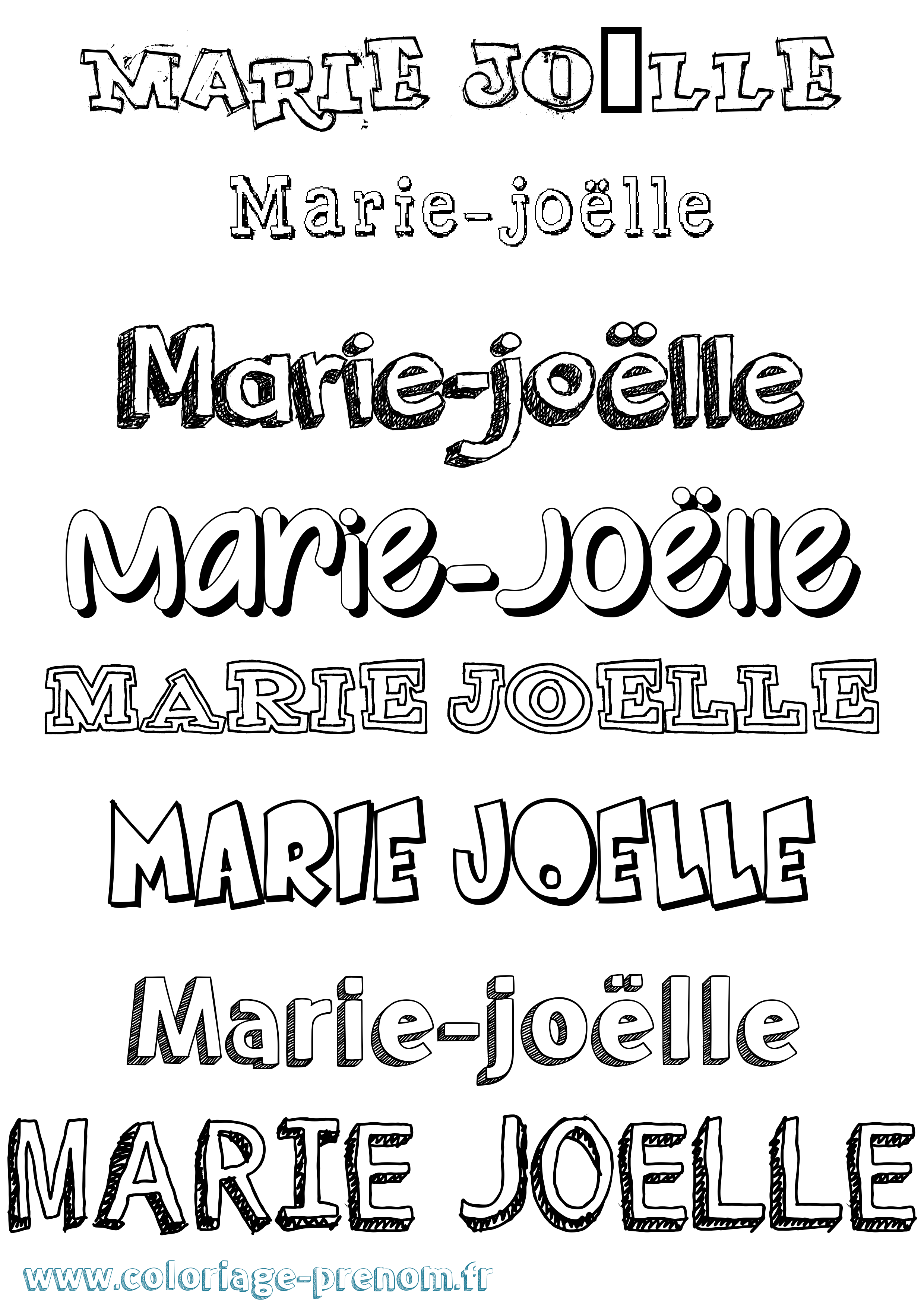 Coloriage Marie-Joëlle Dessiné Coloriage prénom Marie-Joëlle Dessiné