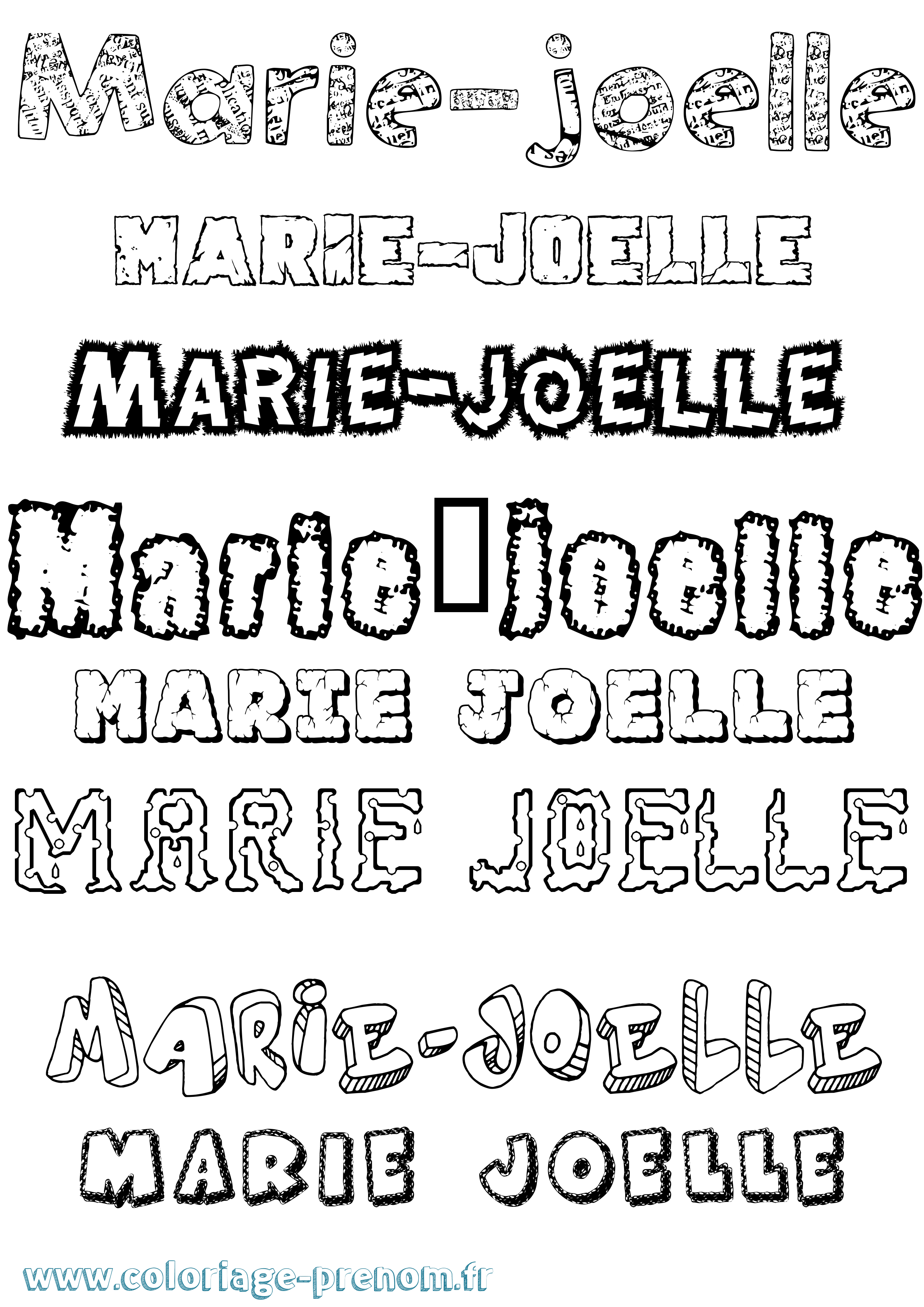 Coloriage Marie-Joëlle Destructuré Coloriage prénom Marie-Joëlle Destructuré