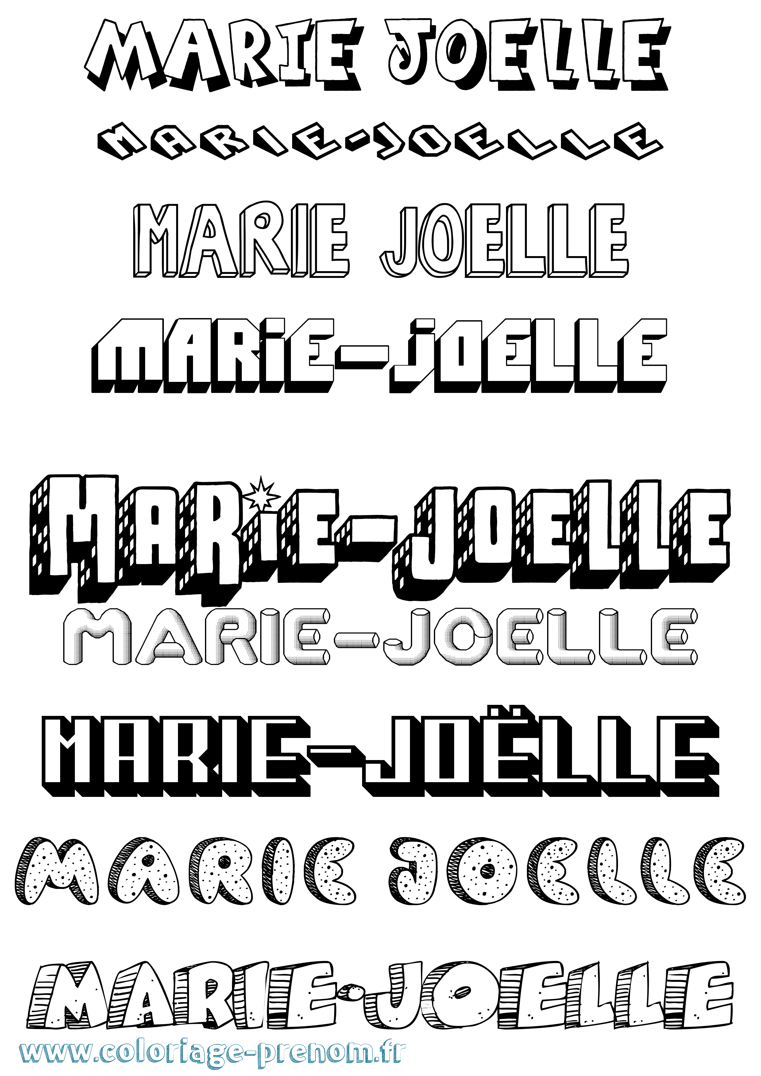 Coloriage Marie-Joëlle Effet 3D Coloriage prénom Marie-Joëlle Effet 3D