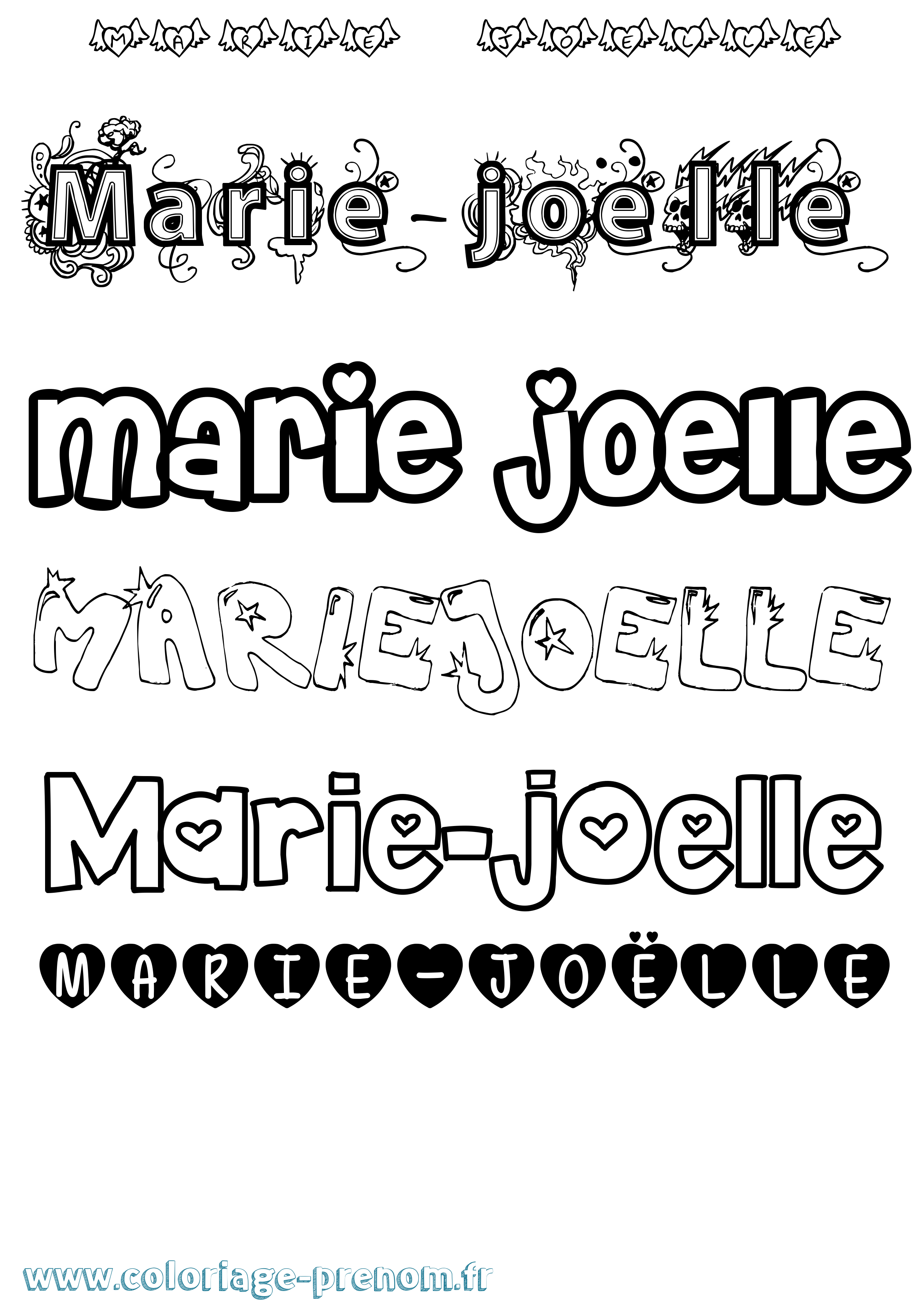 Coloriage Marie-Joëlle Girly Coloriage prénom Marie-Joëlle Girly