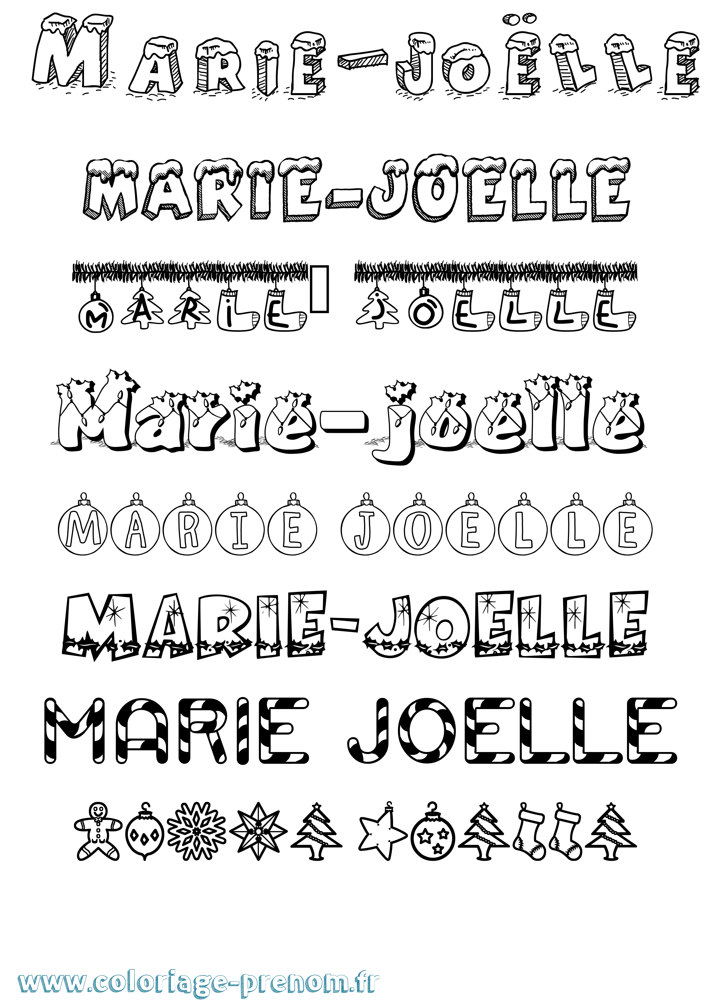 Coloriage Marie-Joëlle Noël Coloriage prénom Marie-Joëlle Noël