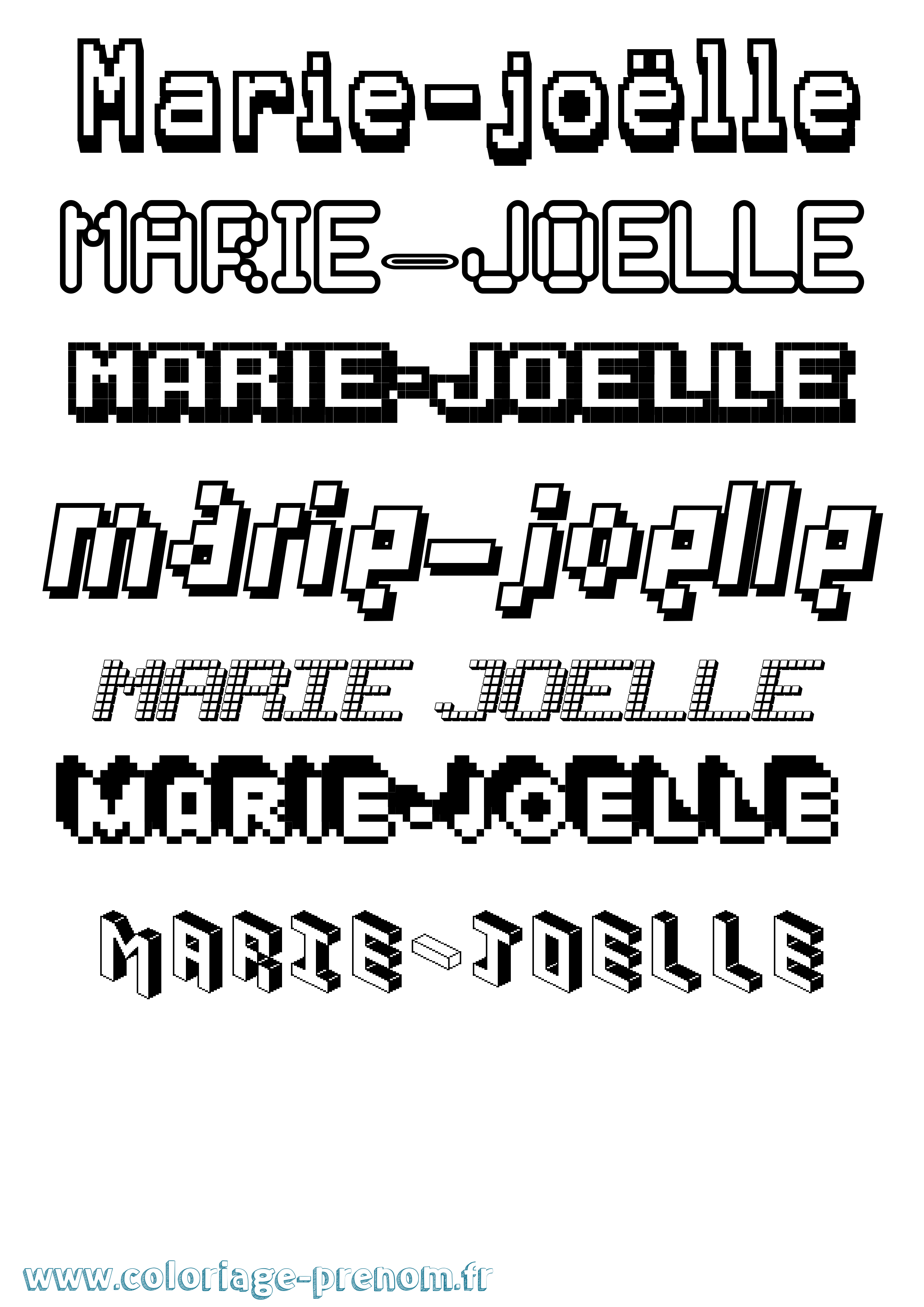 Coloriage Marie-Joëlle Pixel Coloriage prénom Marie-Joëlle Pixel