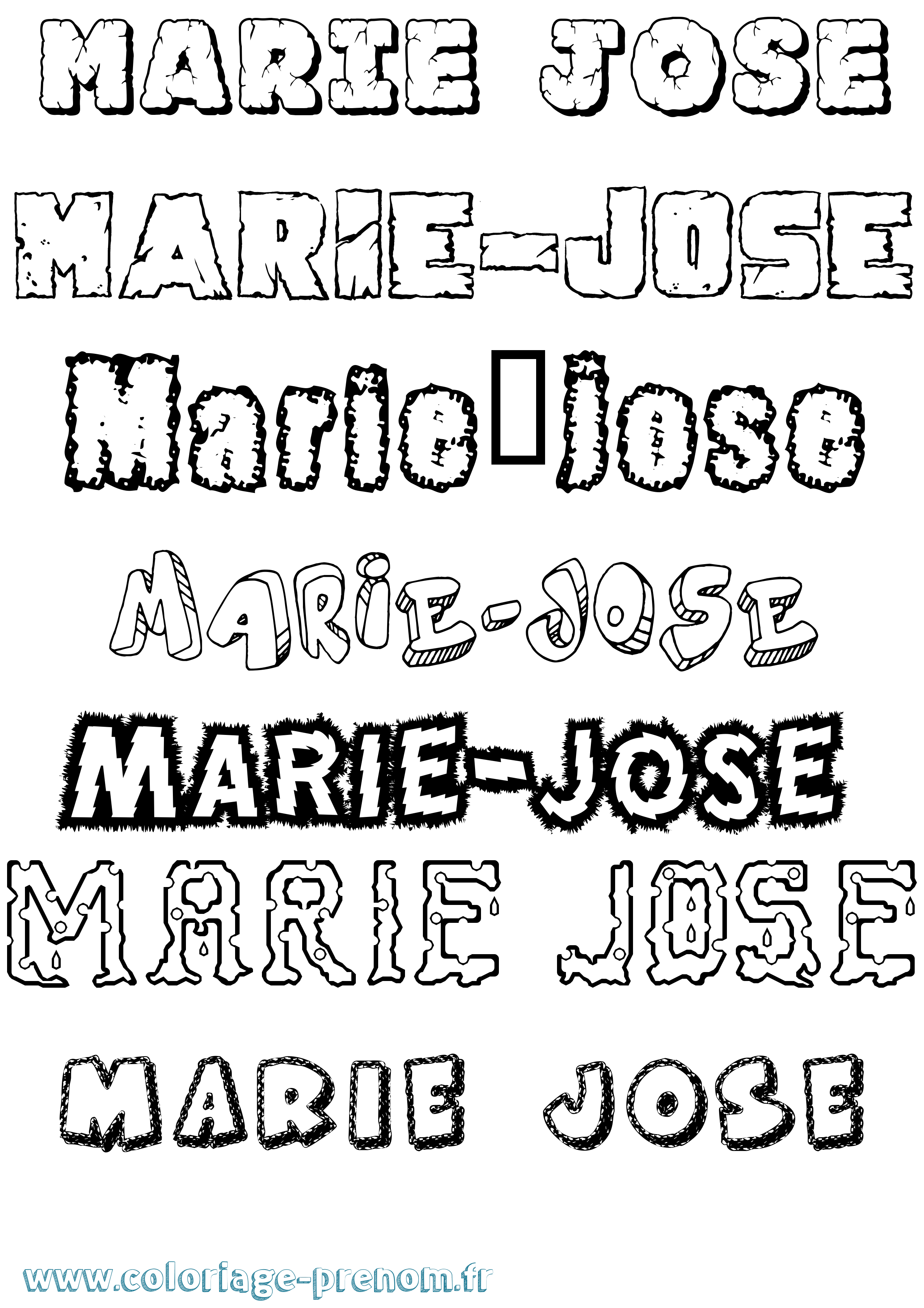 Coloriage Marie-Jose Destructuré Coloriage prénom Marie-Jose Destructuré