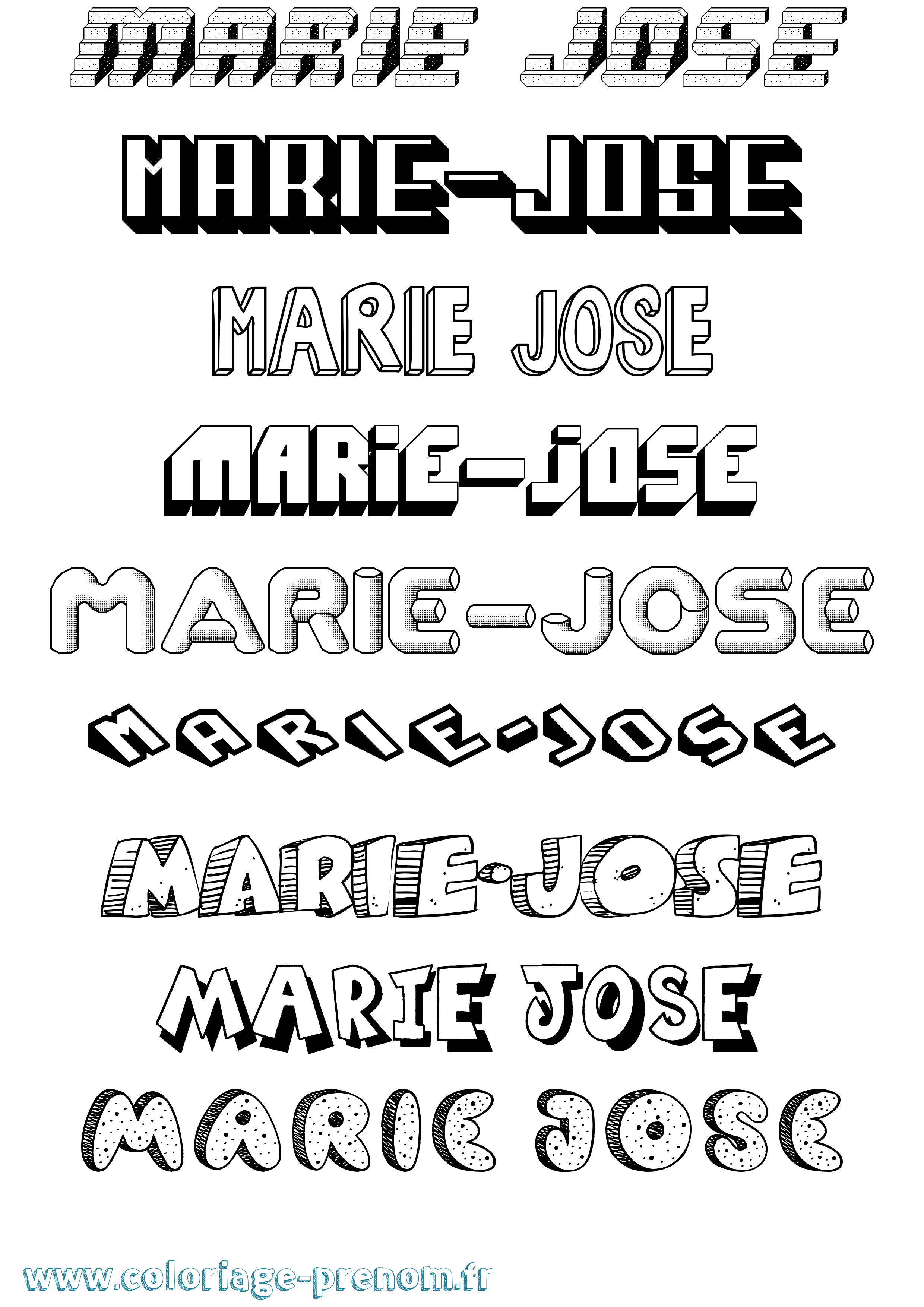 Coloriage Marie-Jose Effet 3D Coloriage prénom Marie-Jose Effet 3D