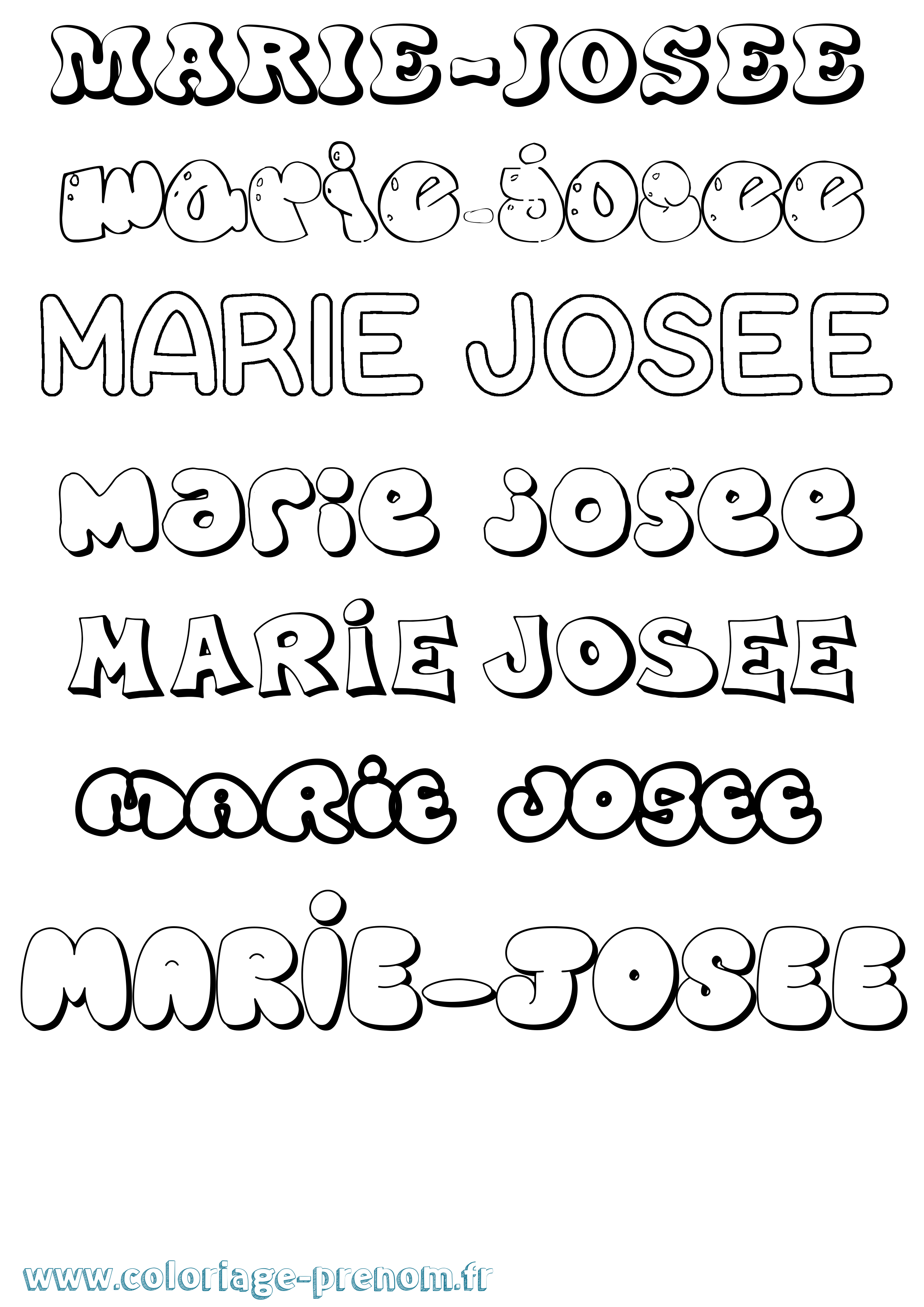 Coloriage Marie-Josee Bubble Coloriage prénom Marie-Josee Bubble