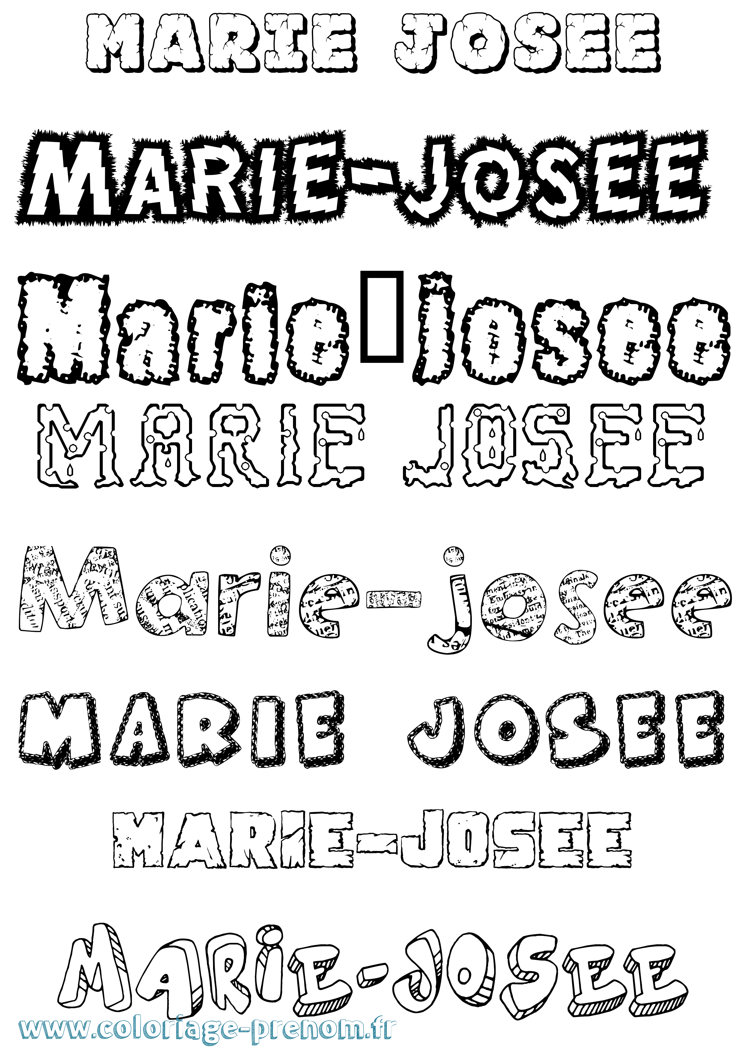 Coloriage Marie-Josee Destructuré Coloriage prénom Marie-Josee Destructuré