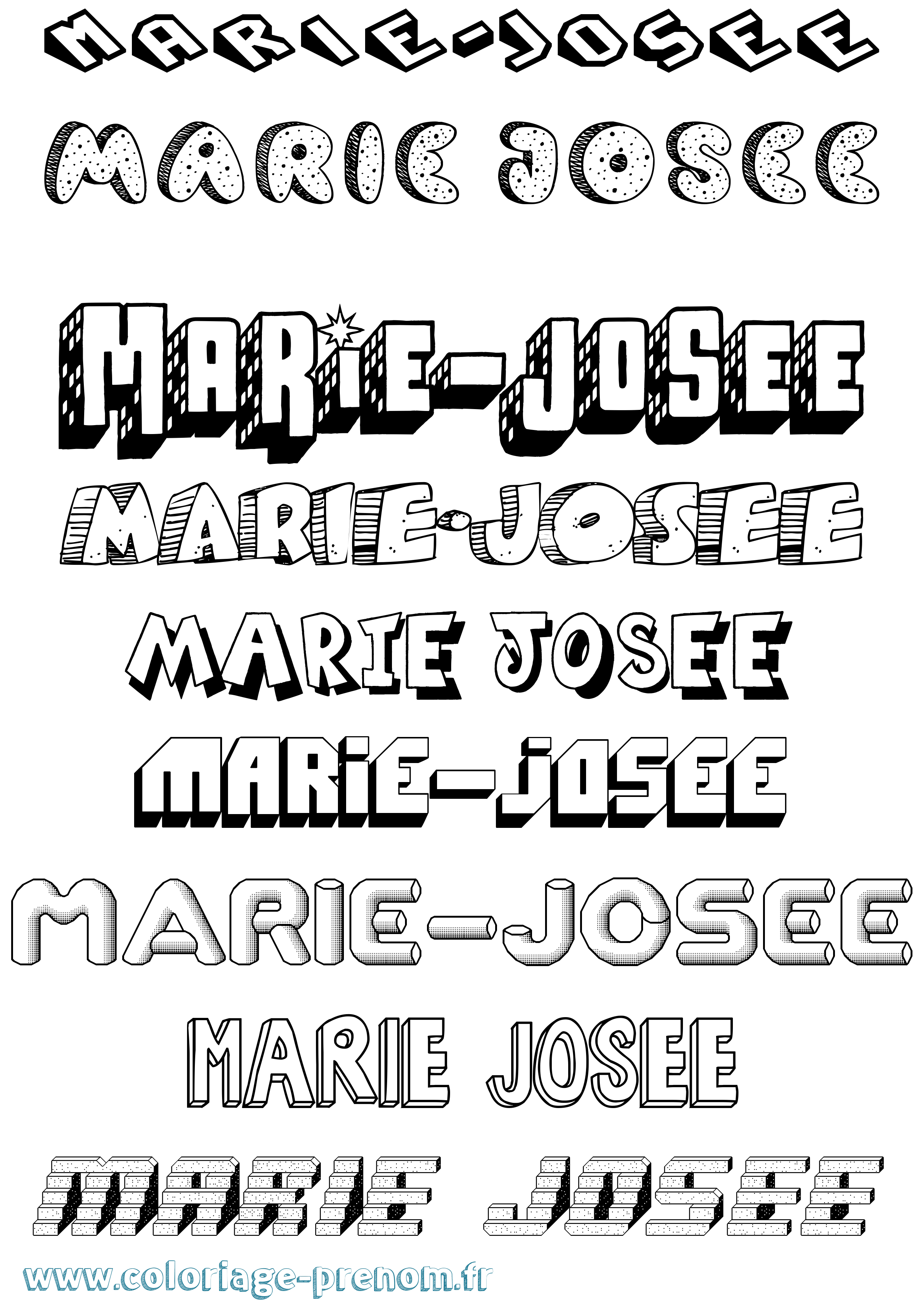 Coloriage Marie-Josee Effet 3D Coloriage prénom Marie-Josee Effet 3D