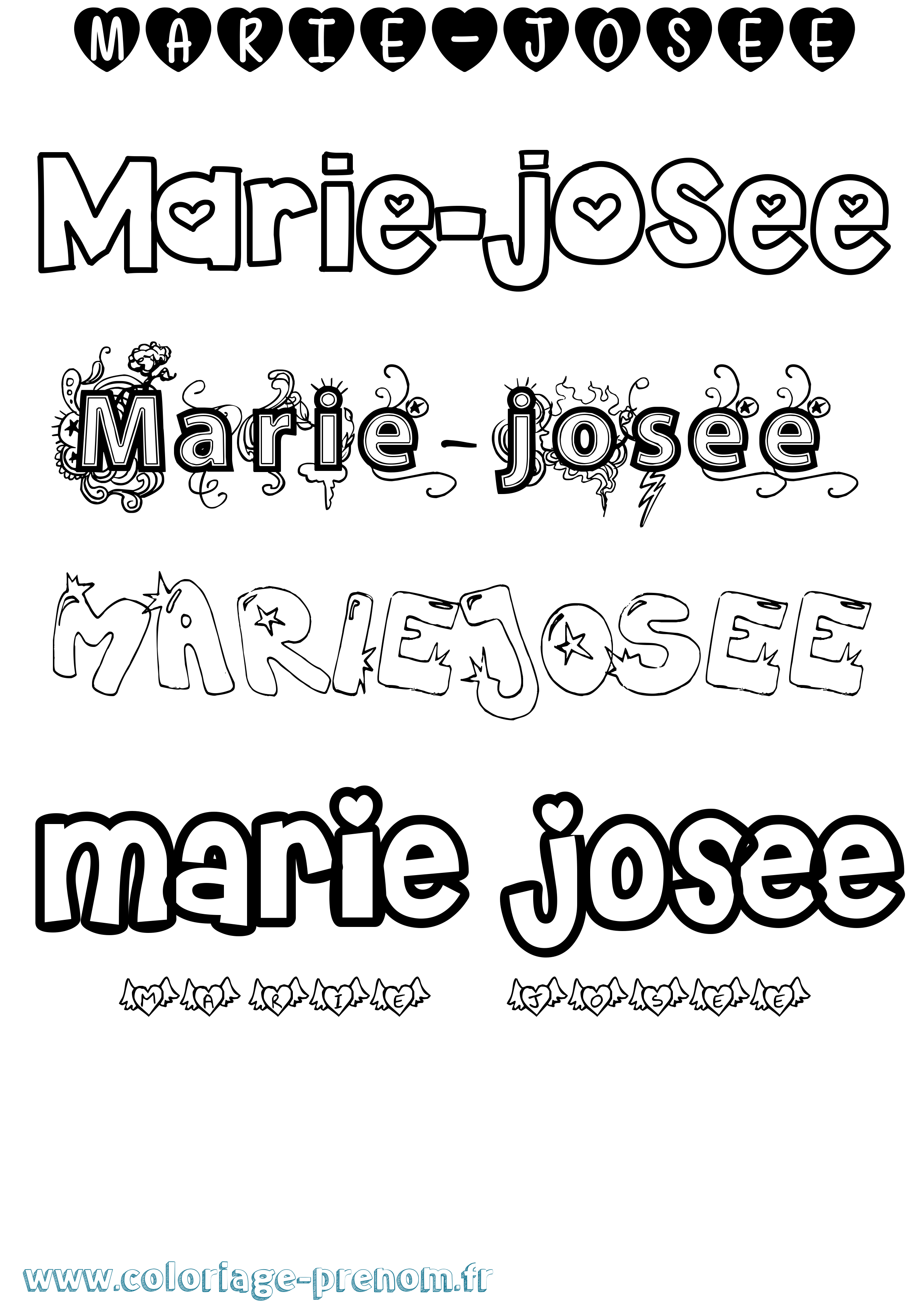 Coloriage Marie-Josee Girly Coloriage prénom Marie-Josee Girly