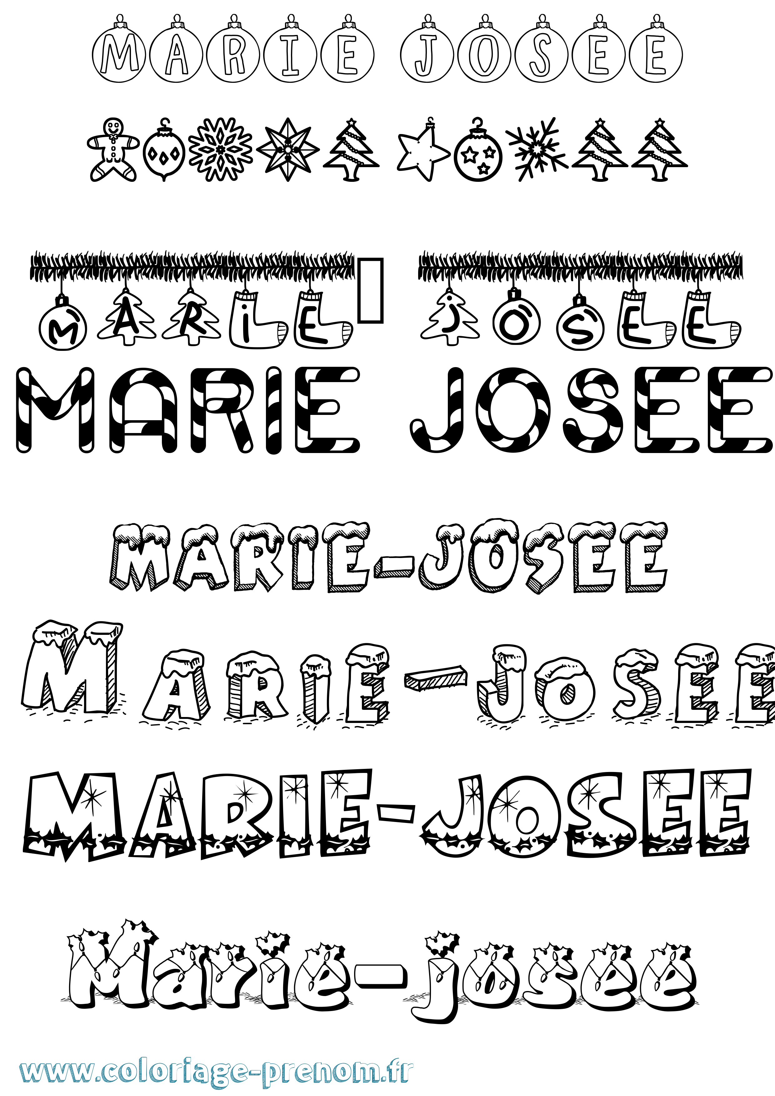 Coloriage Marie-Josee Noël Coloriage prénom Marie-Josee Noël