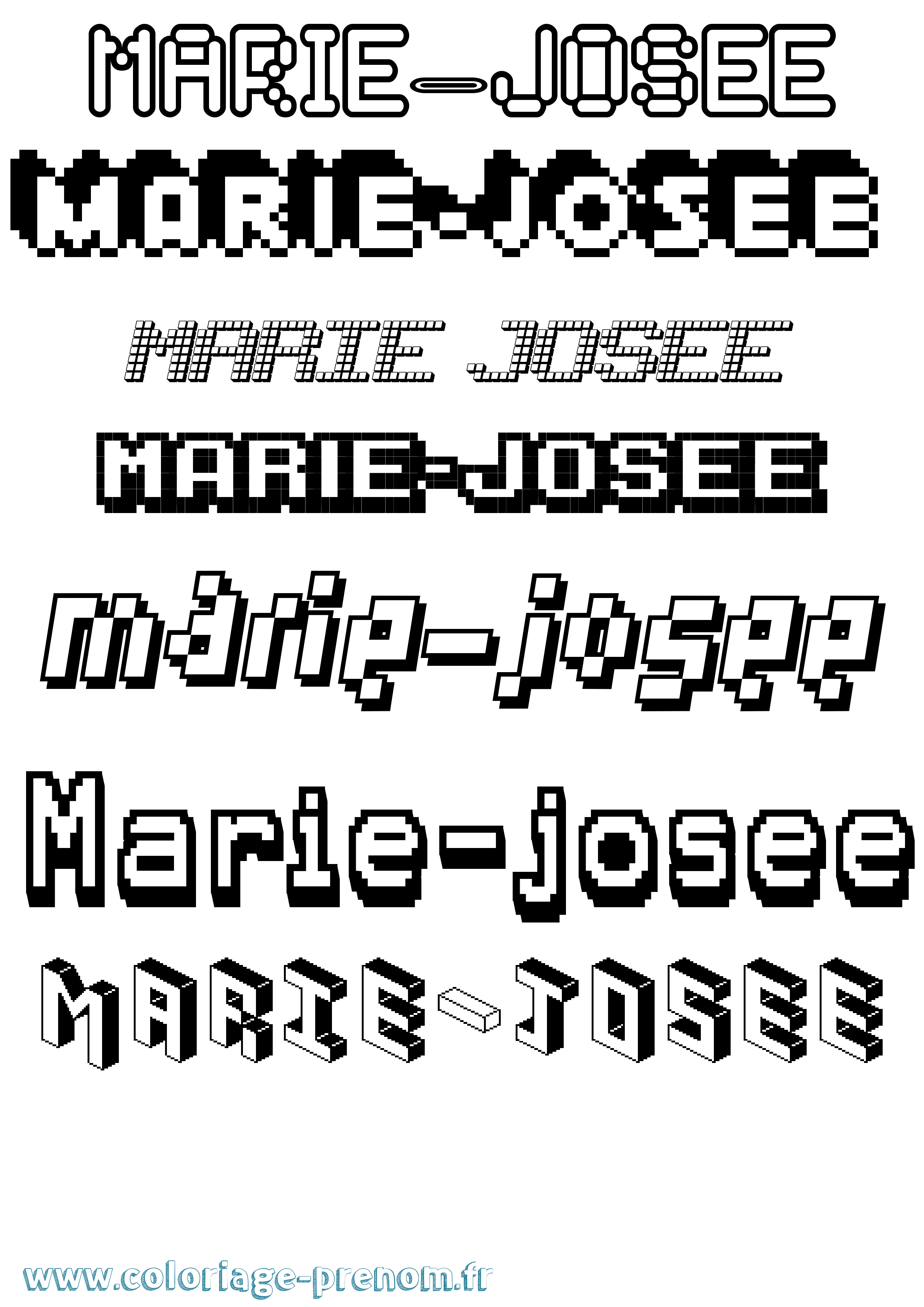 Coloriage Marie-Josee Pixel Coloriage prénom Marie-Josee Pixel