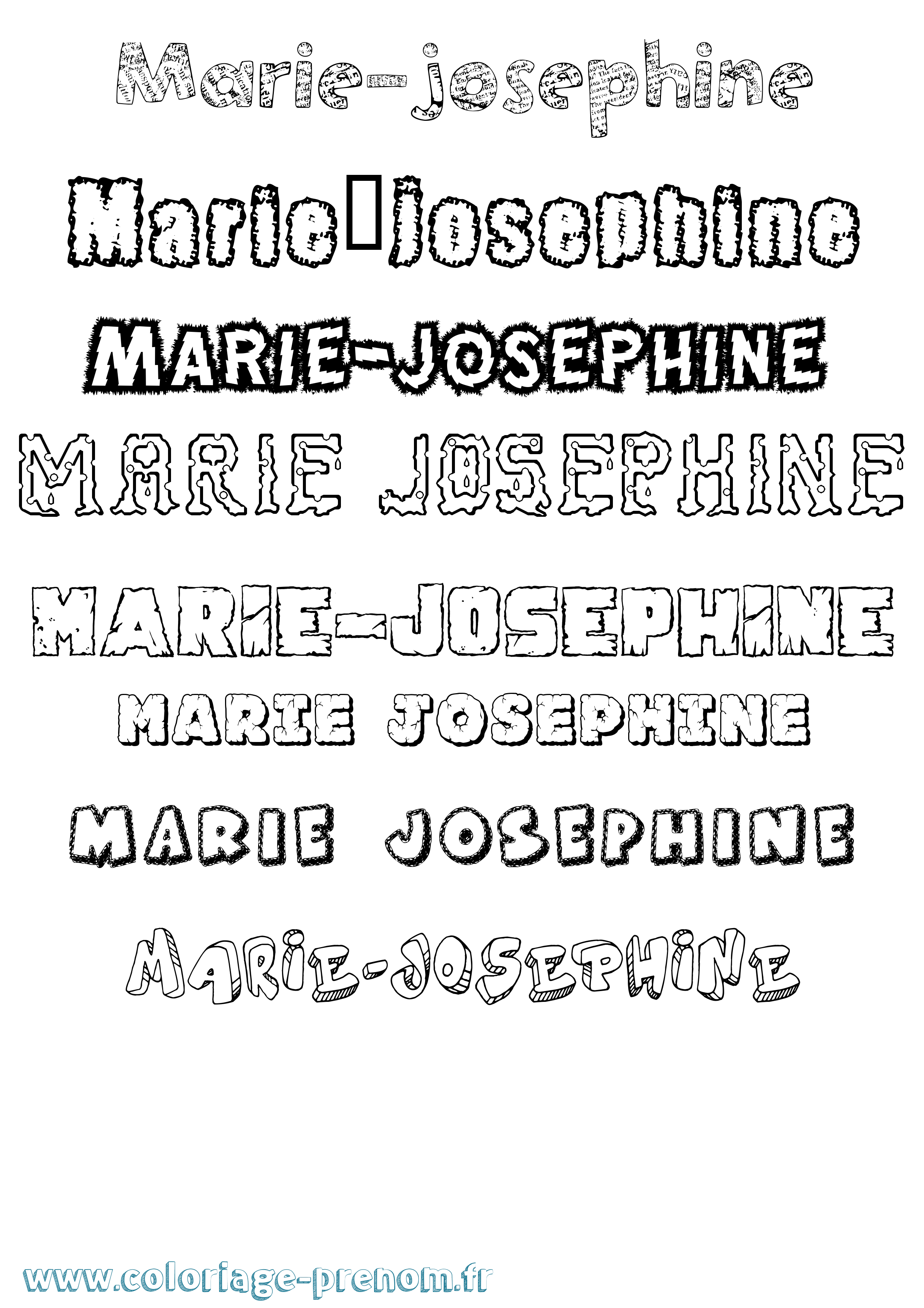 Coloriage Marie-Josephine Destructuré Coloriage prénom Marie-Josephine Destructuré