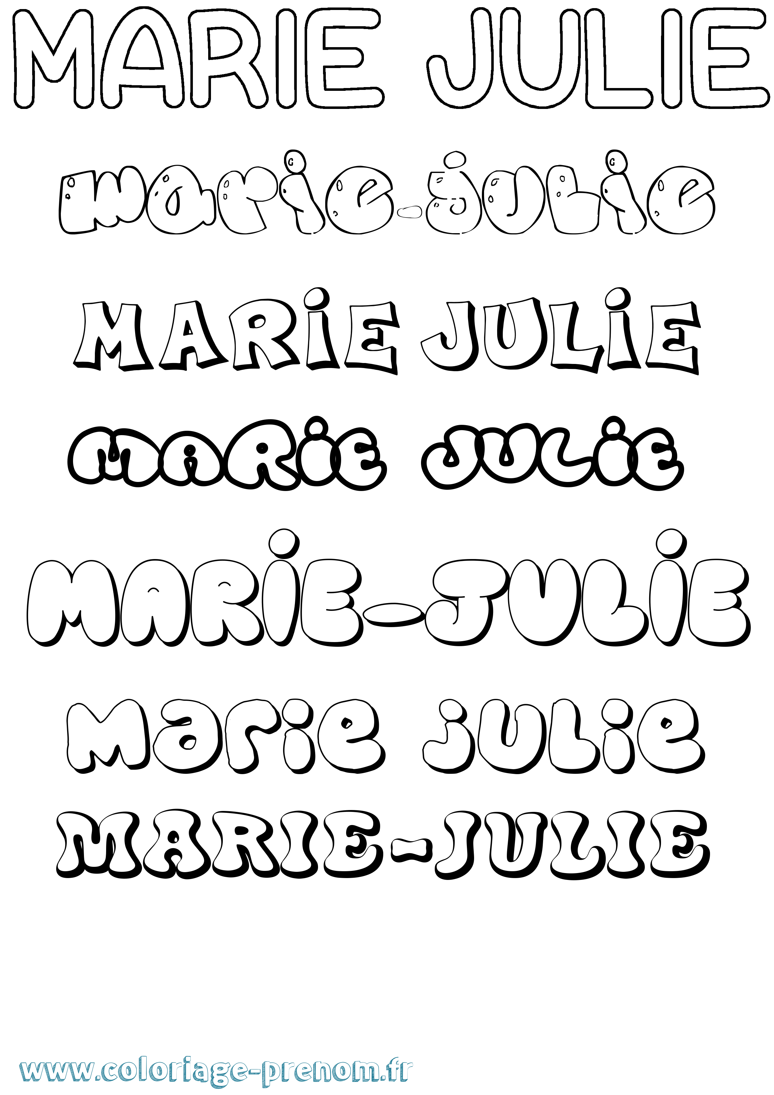 Coloriage Marie-Julie Bubble Coloriage prénom Marie-Julie Bubble