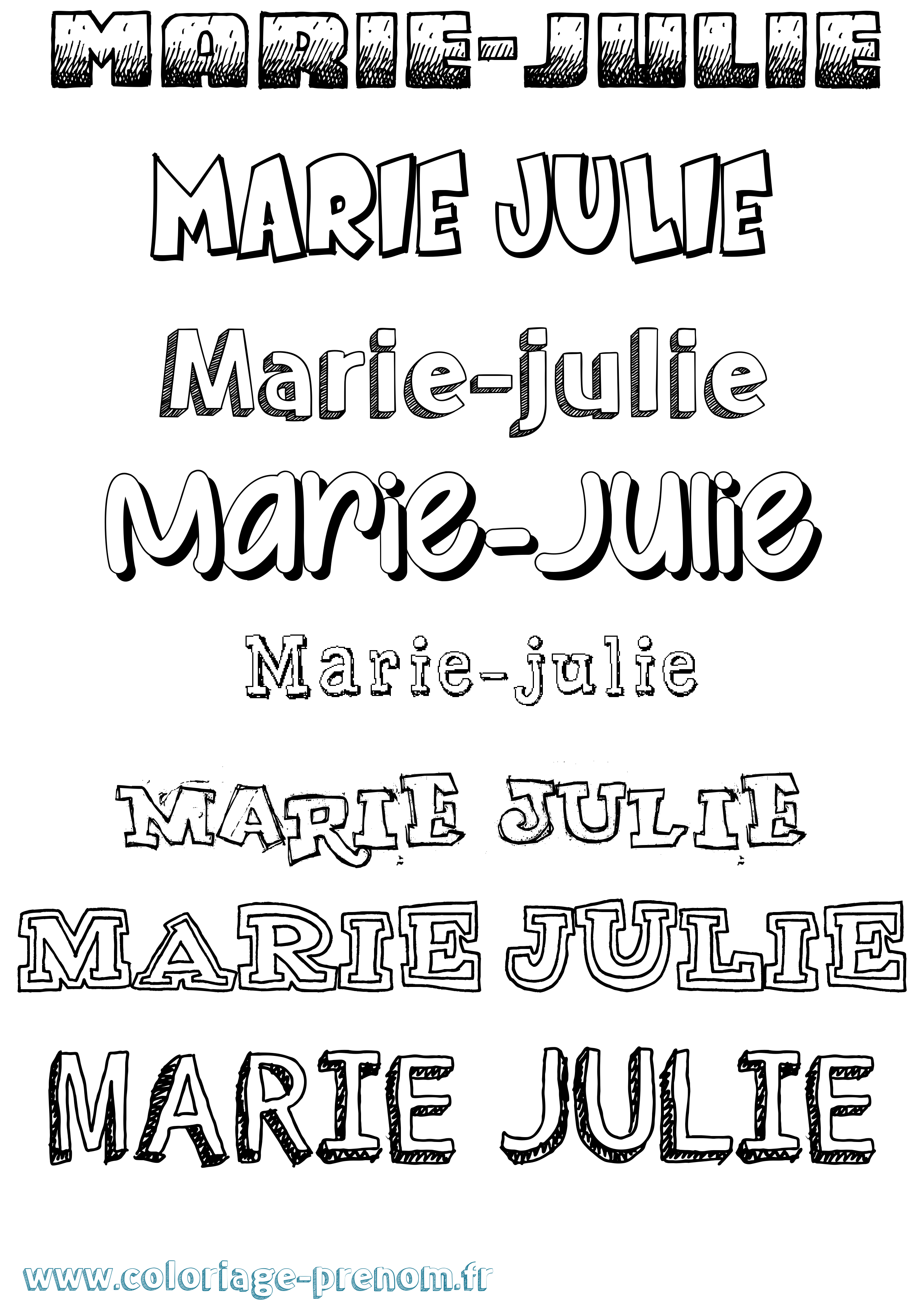 Coloriage Marie-Julie Dessiné Coloriage prénom Marie-Julie Dessiné