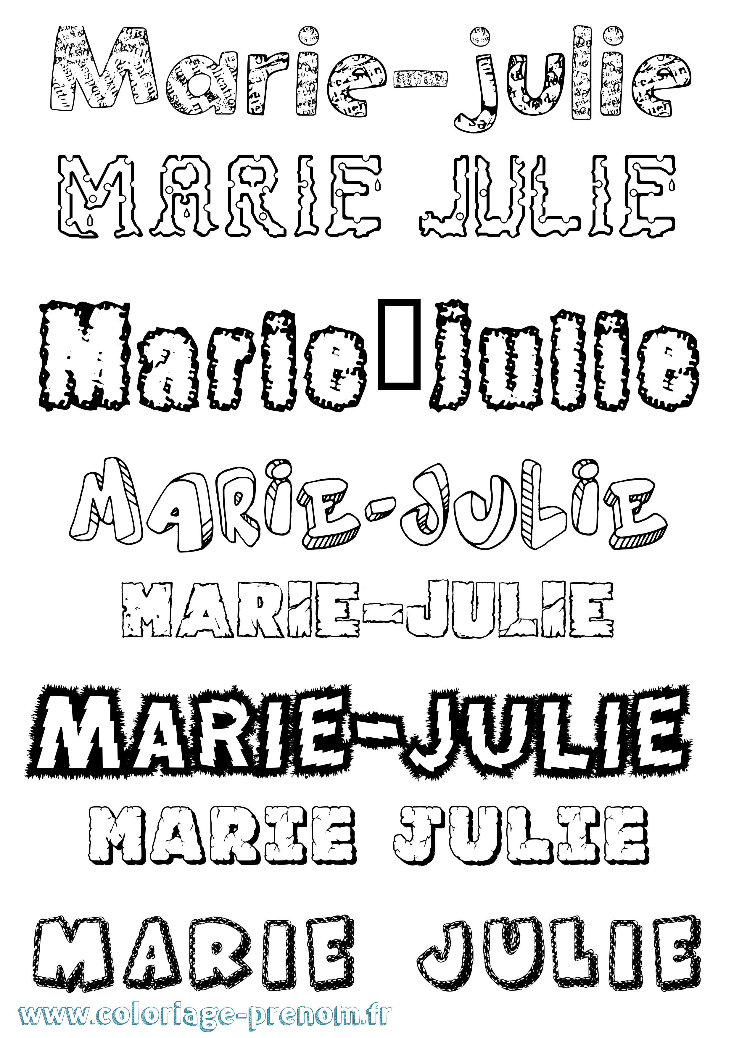 Coloriage Marie-Julie Destructuré Coloriage prénom Marie-Julie Destructuré