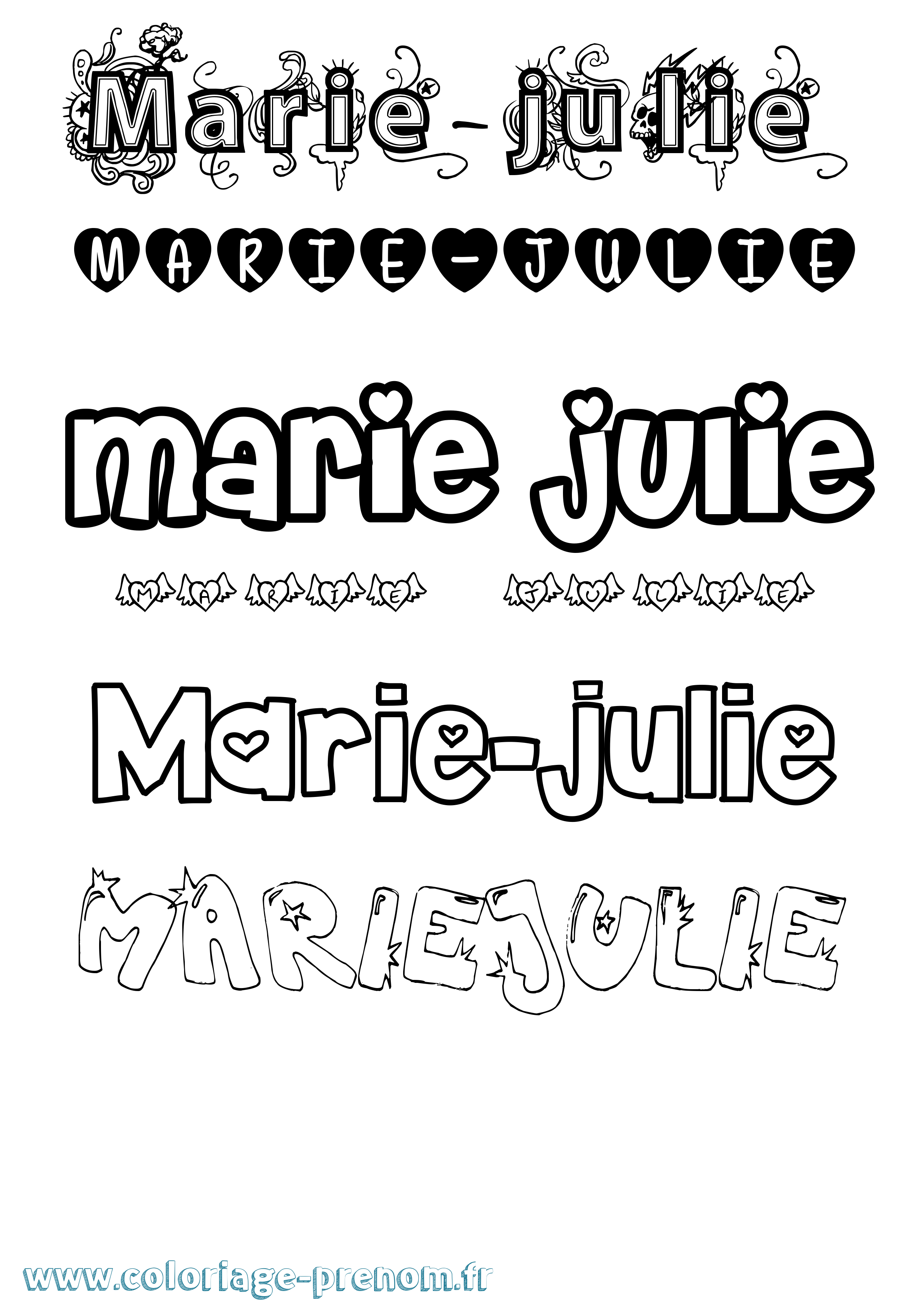 Coloriage Marie-Julie Girly Coloriage prénom Marie-Julie Girly