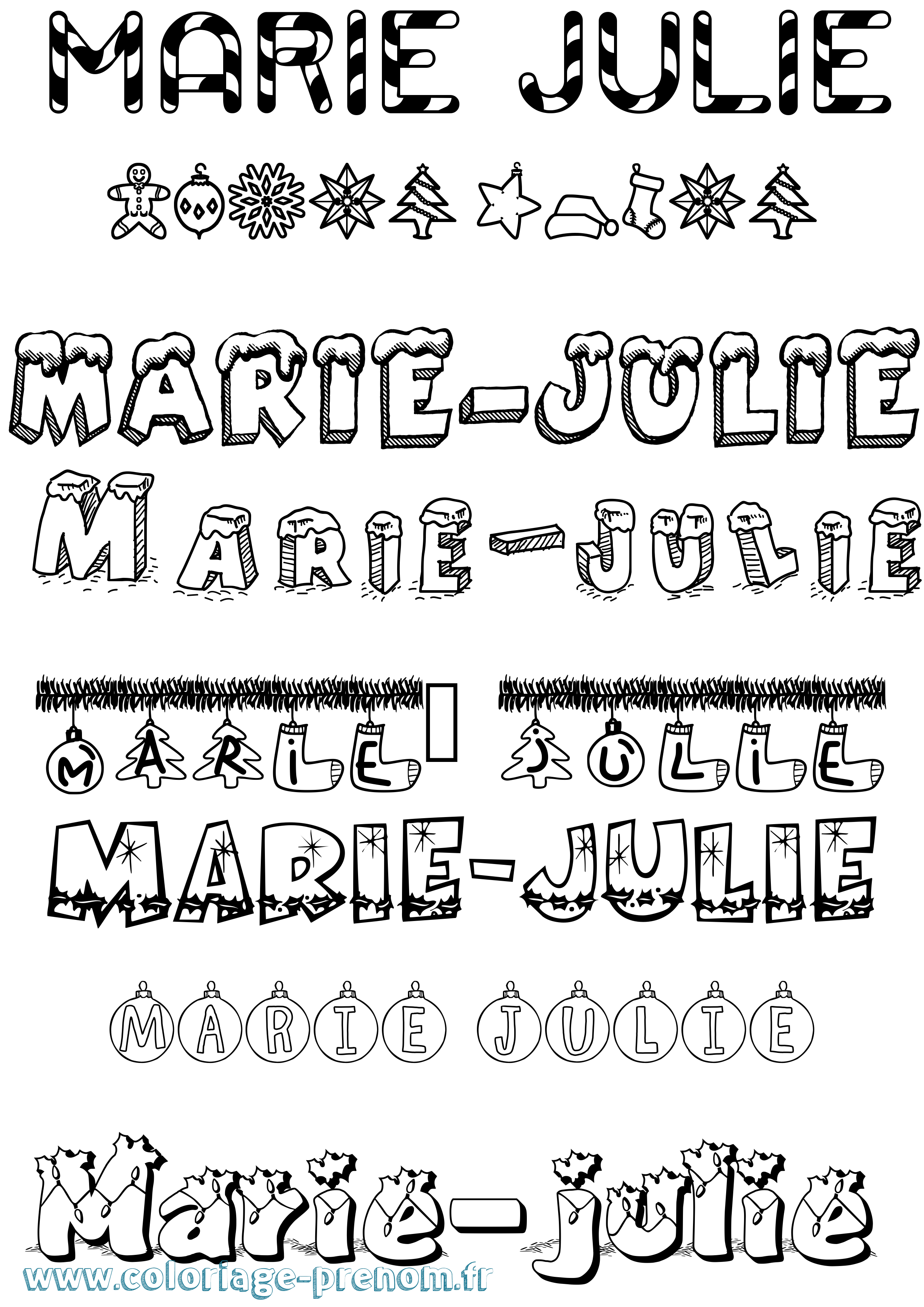 Coloriage Marie-Julie Noël Coloriage prénom Marie-Julie Noël