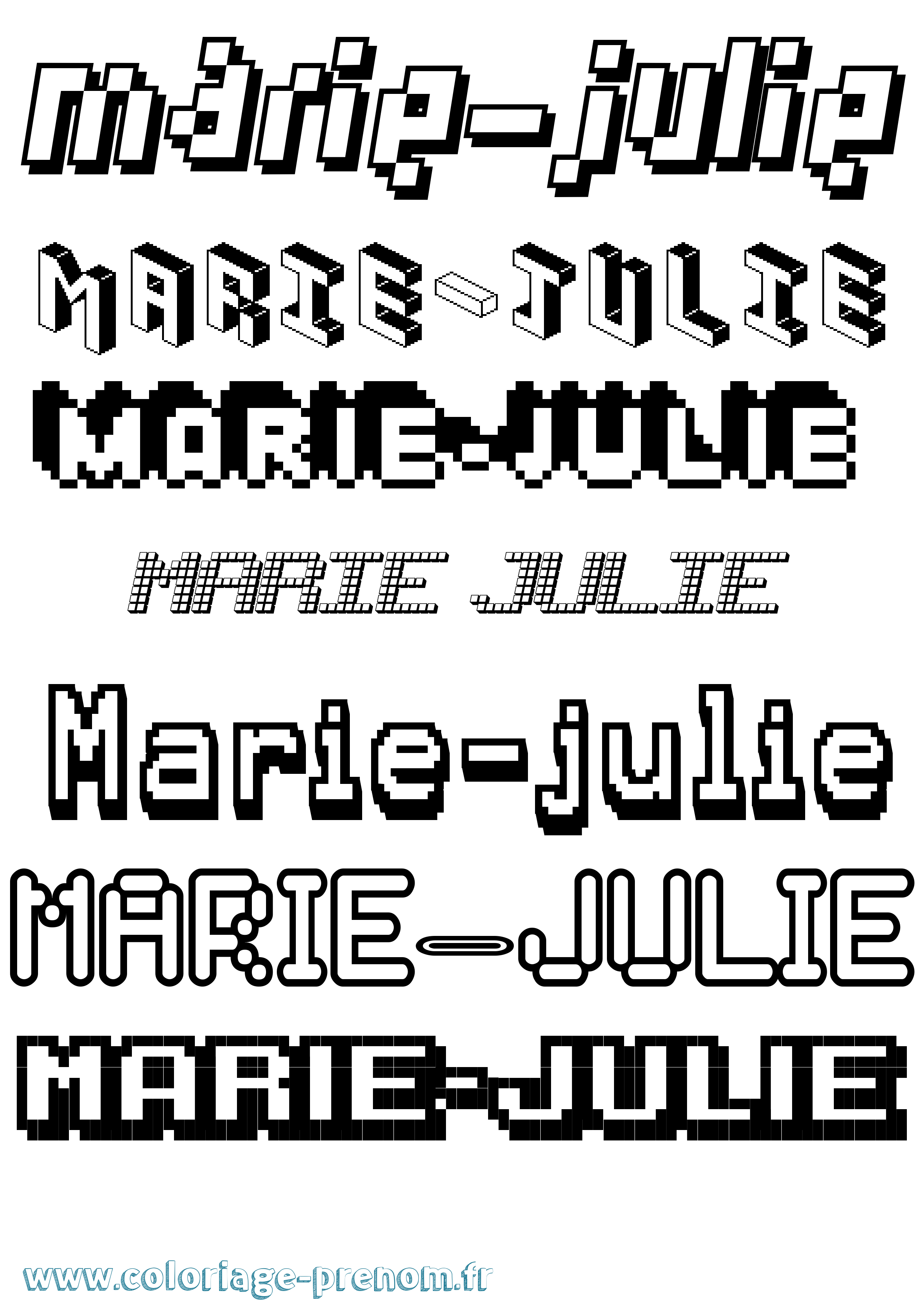 Coloriage Marie-Julie Pixel Coloriage prénom Marie-Julie Pixel