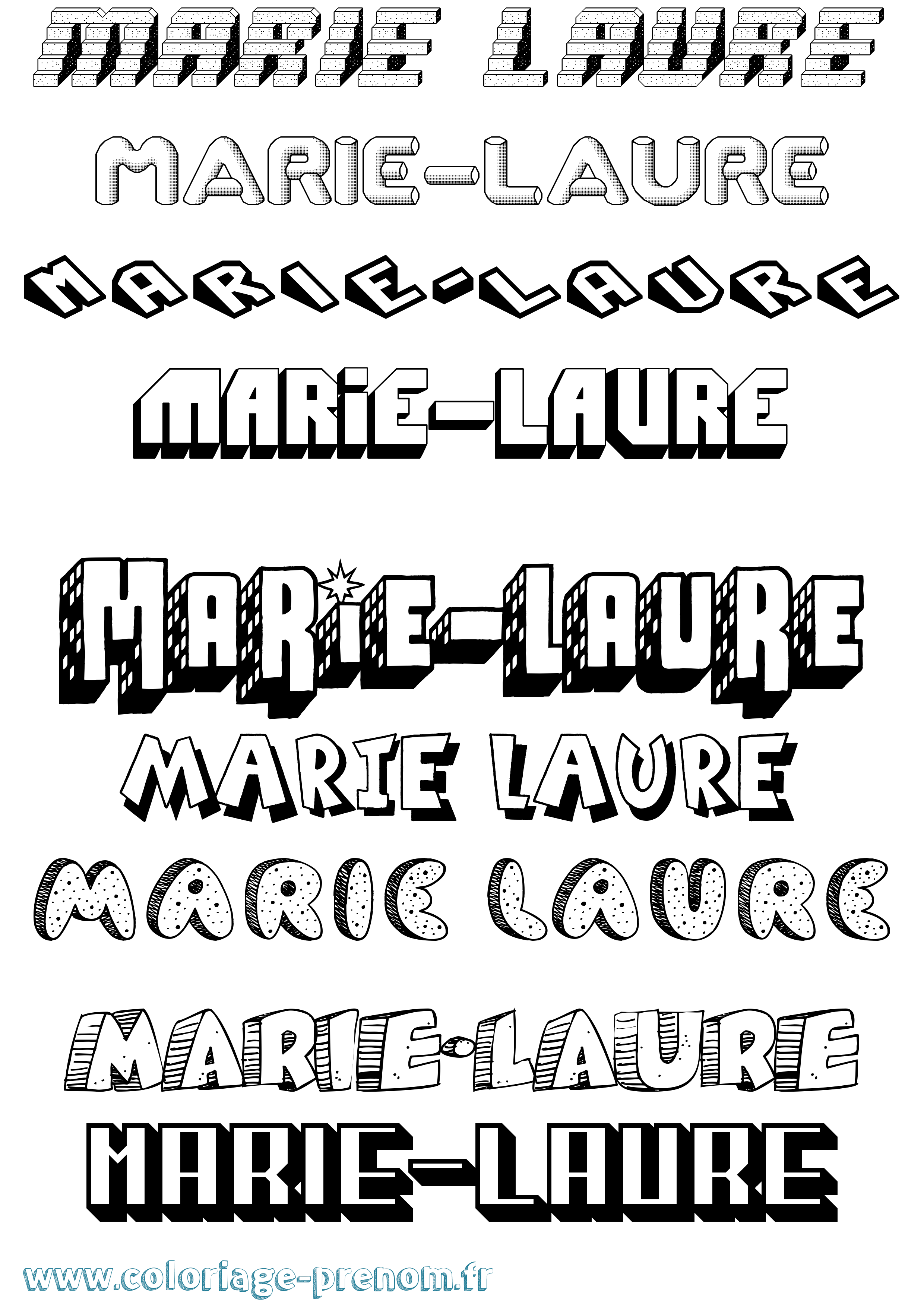 Coloriage Marie-Laure Effet 3D Coloriage prénom Marie-Laure Effet 3D