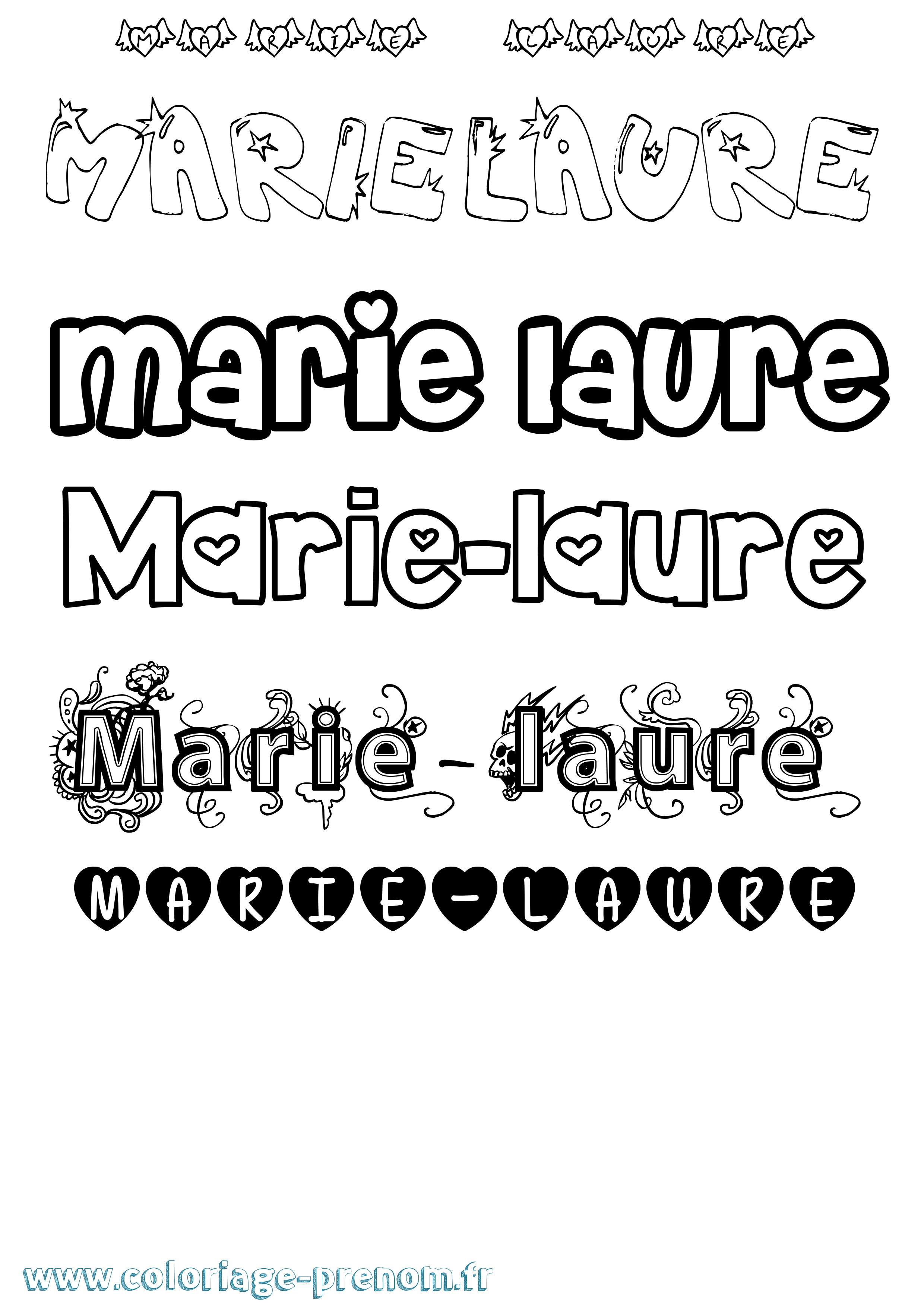 Coloriage Marie-Laure Girly Coloriage prénom Marie-Laure Girly