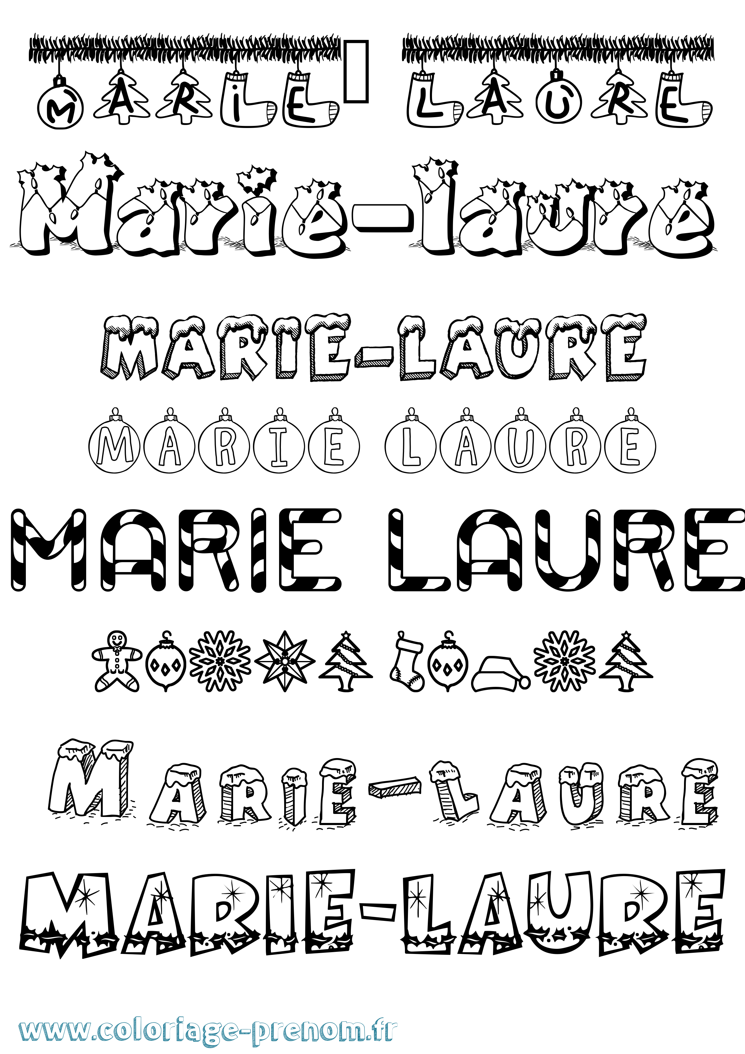 Coloriage Marie-Laure Noël Coloriage prénom Marie-Laure Noël
