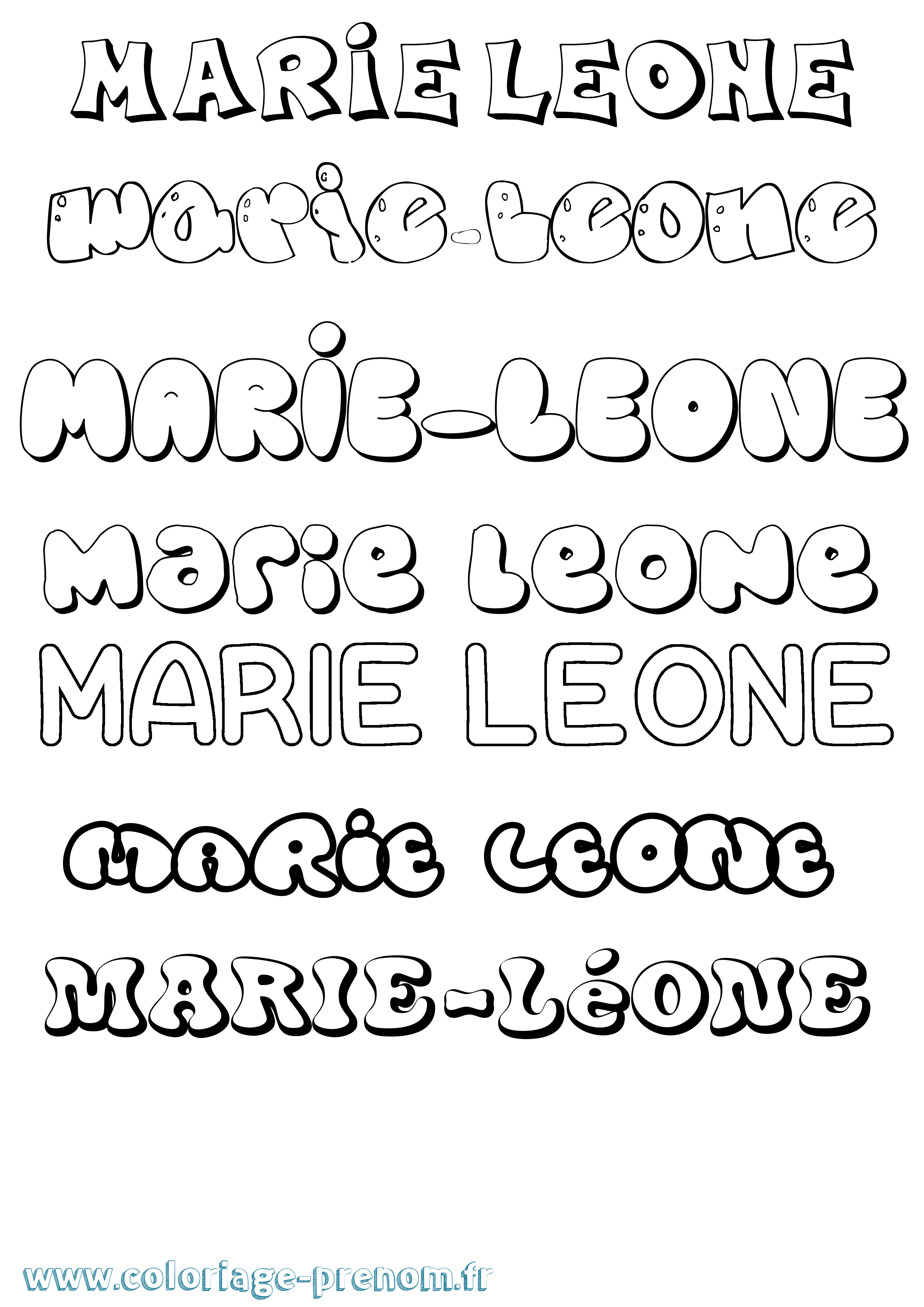 Coloriage Marie-Léone Bubble Coloriage prénom Marie-Léone Bubble