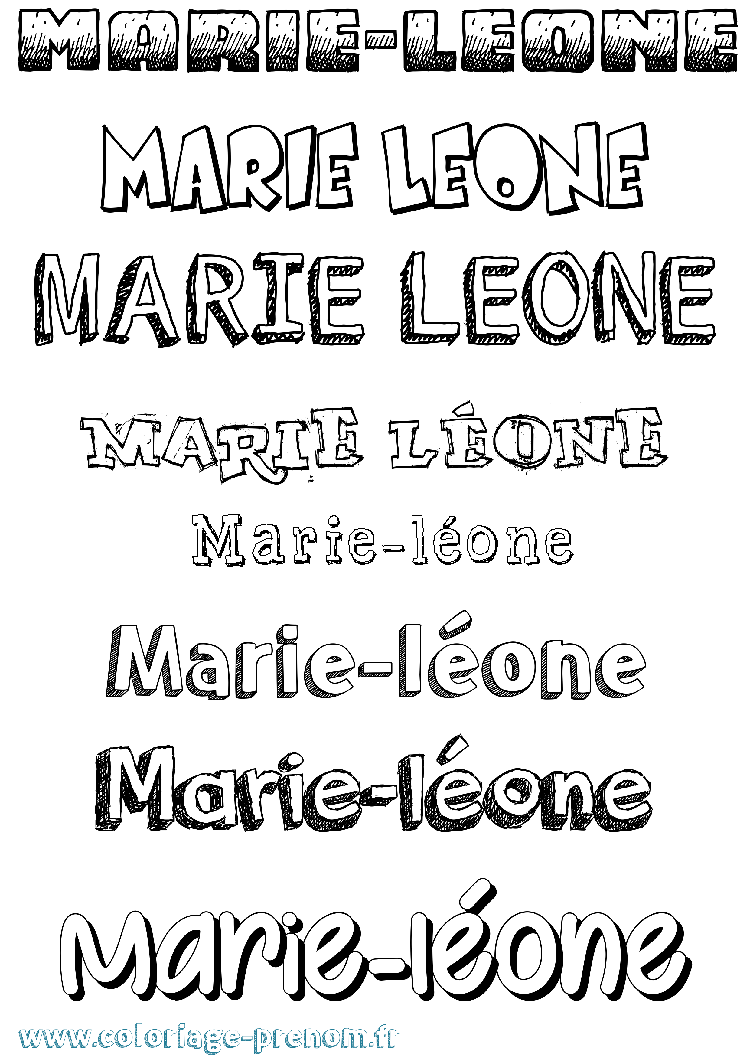 Coloriage Marie-Léone Dessiné Coloriage prénom Marie-Léone Dessiné