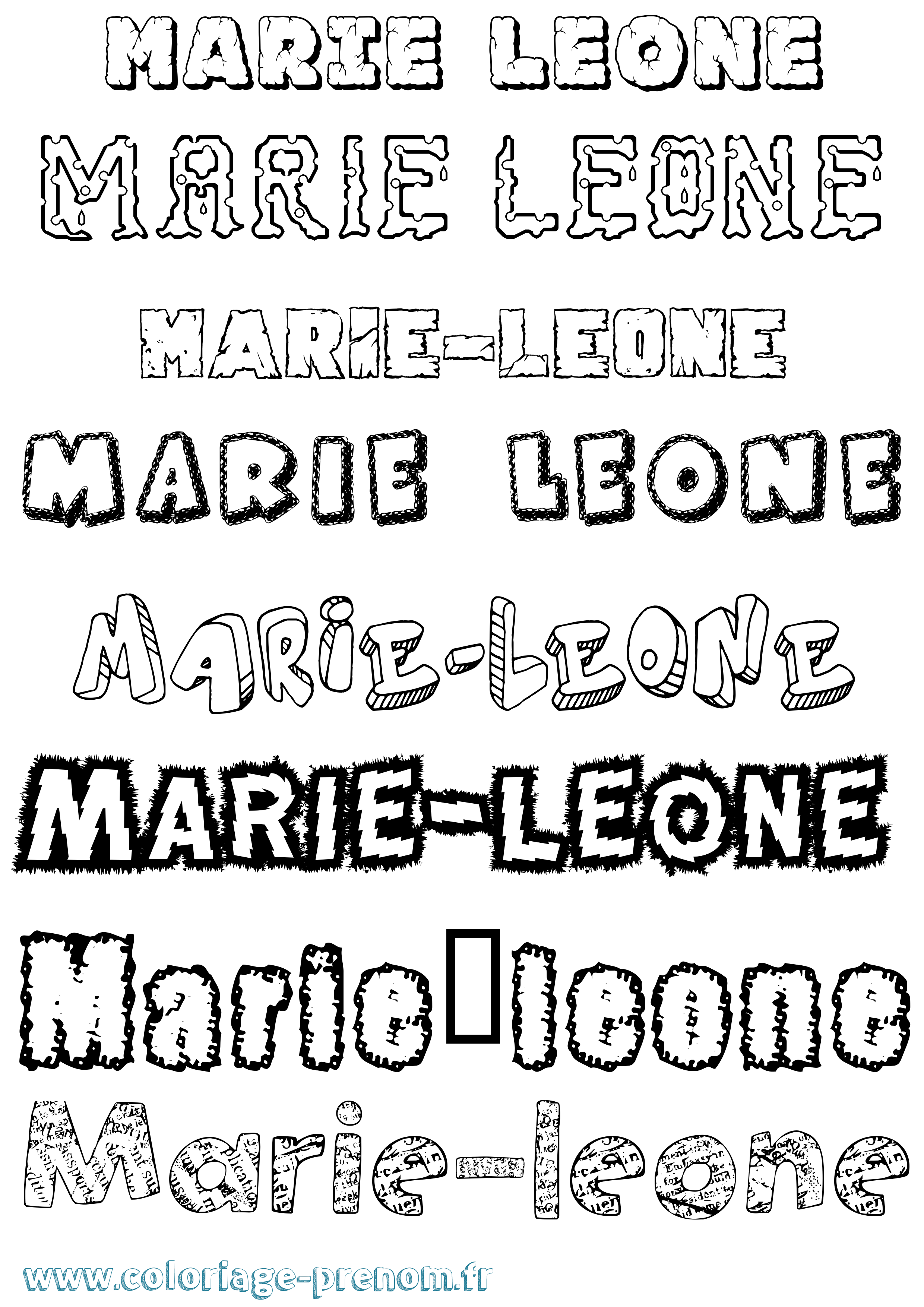 Coloriage Marie-Léone Destructuré Coloriage prénom Marie-Léone Destructuré