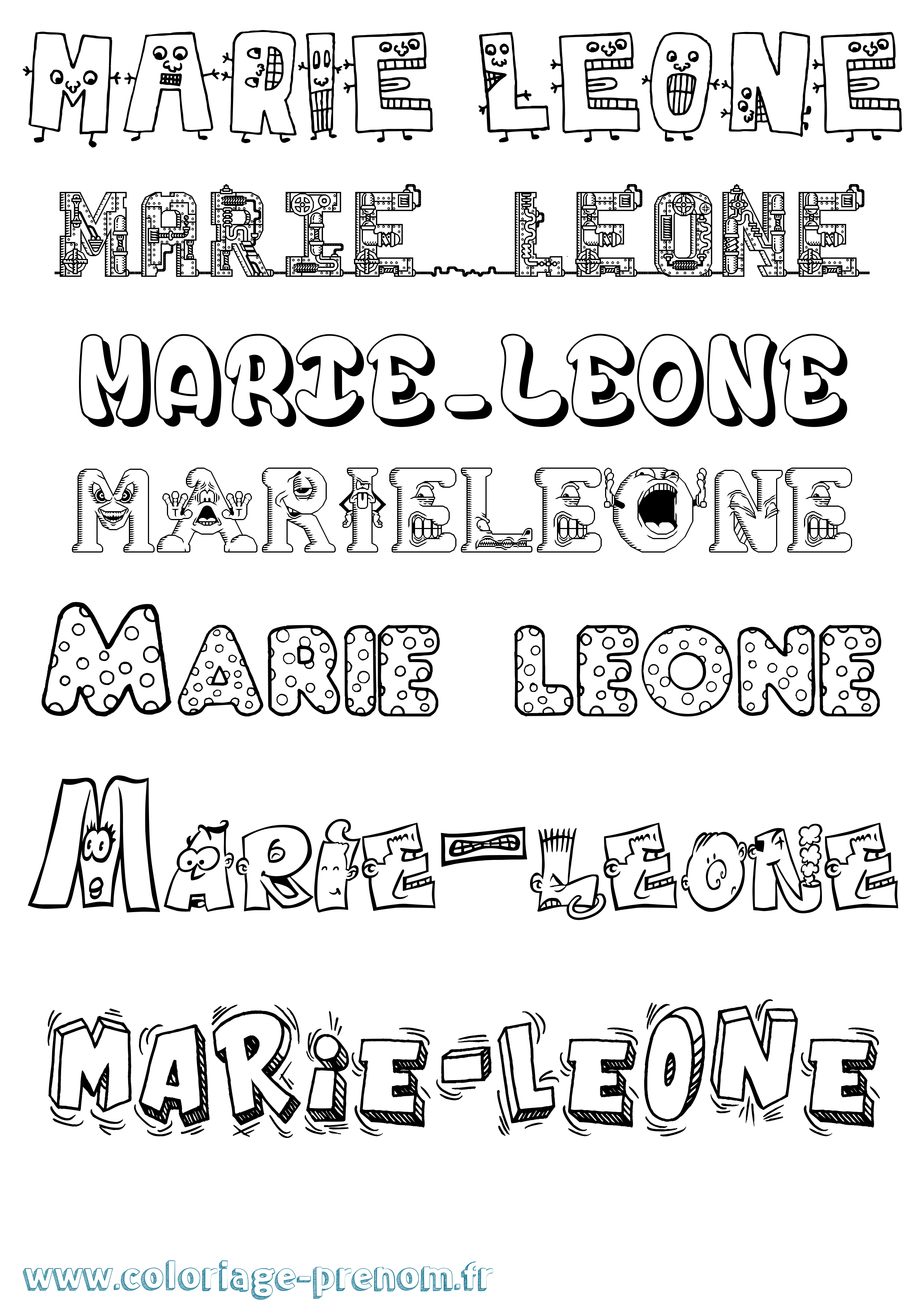 Coloriage Marie-Léone Fun Coloriage prénom Marie-Léone Fun