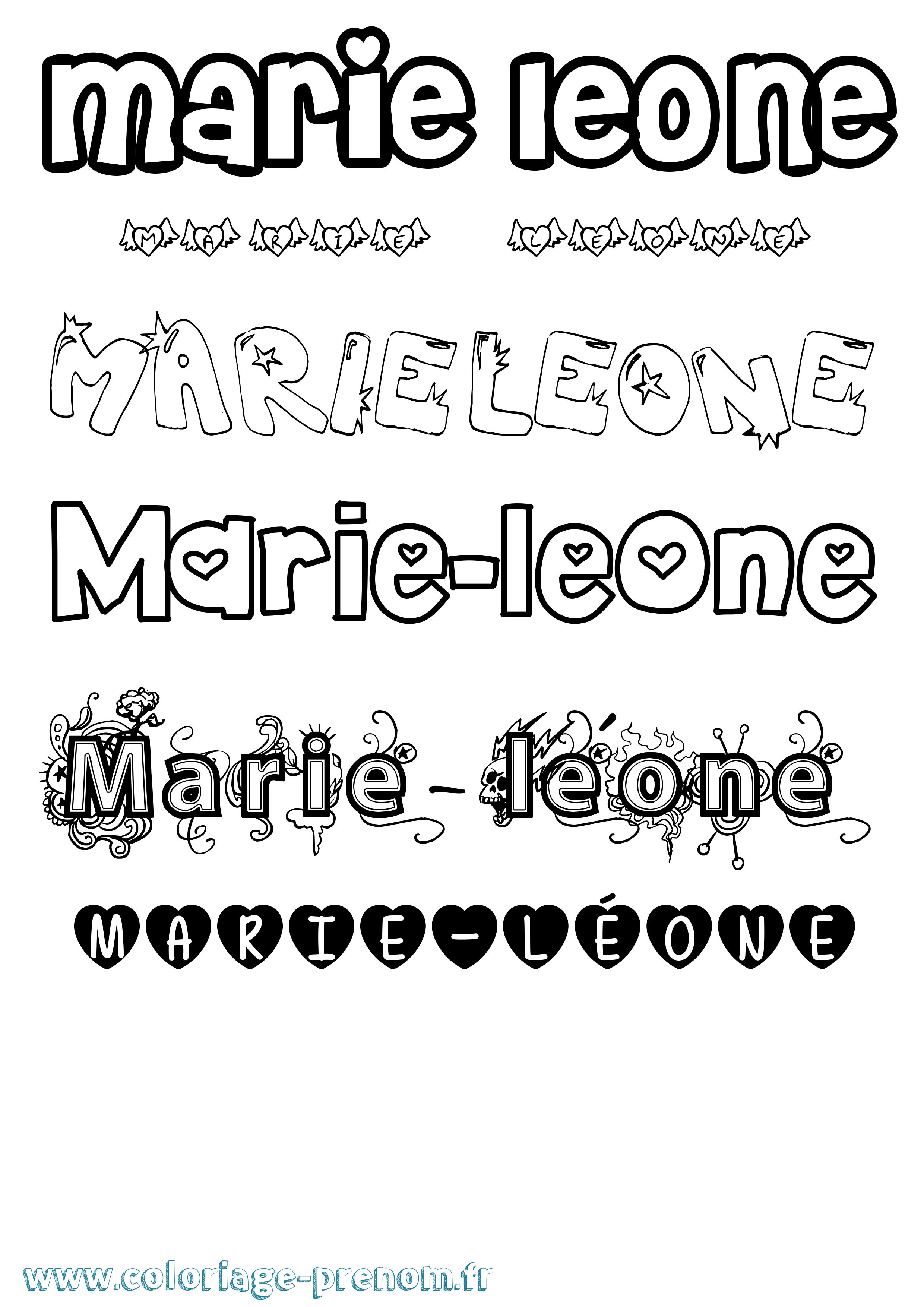 Coloriage Marie-Léone Girly Coloriage prénom Marie-Léone Girly