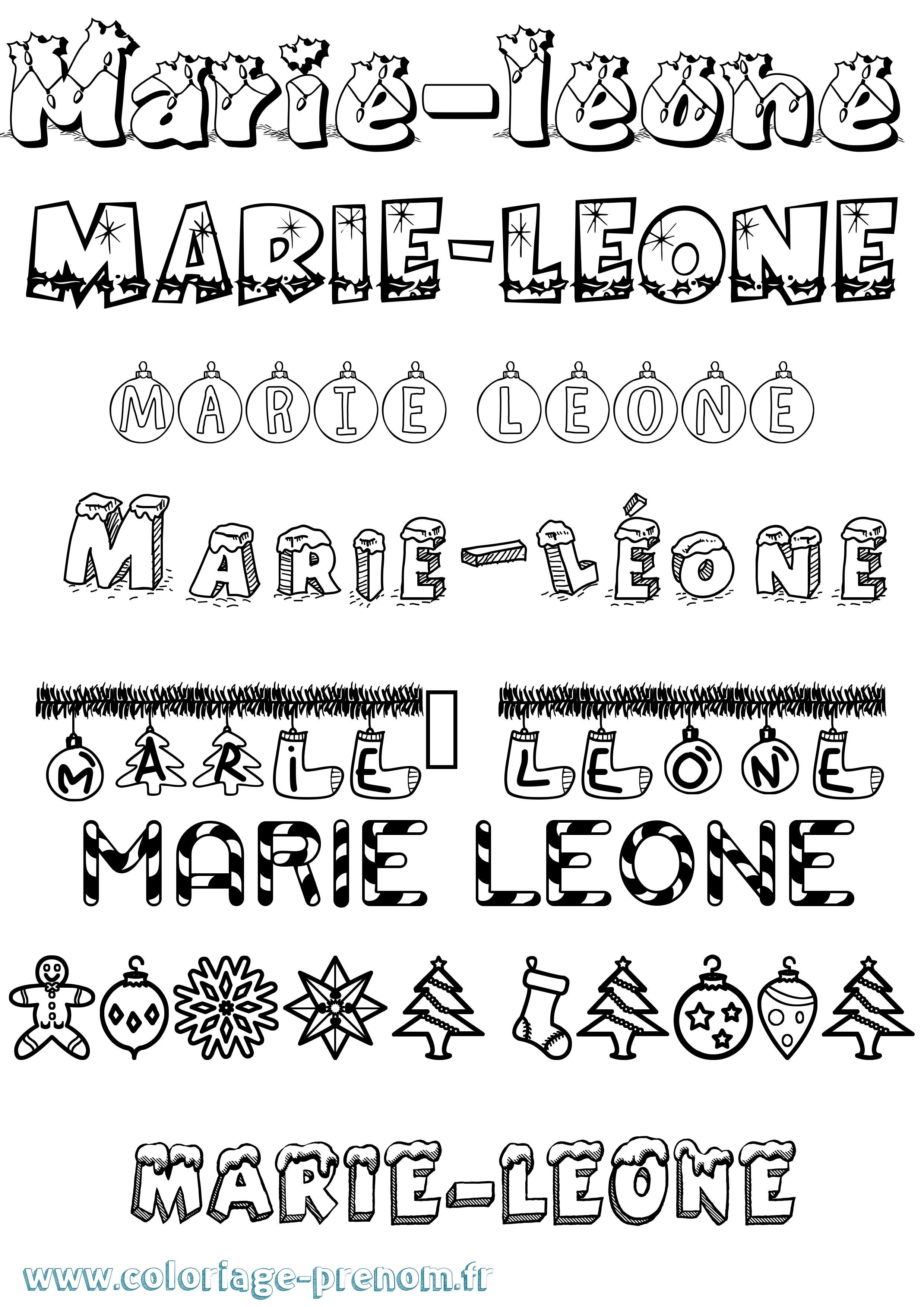 Coloriage Marie-Léone Noël Coloriage prénom Marie-Léone Noël
