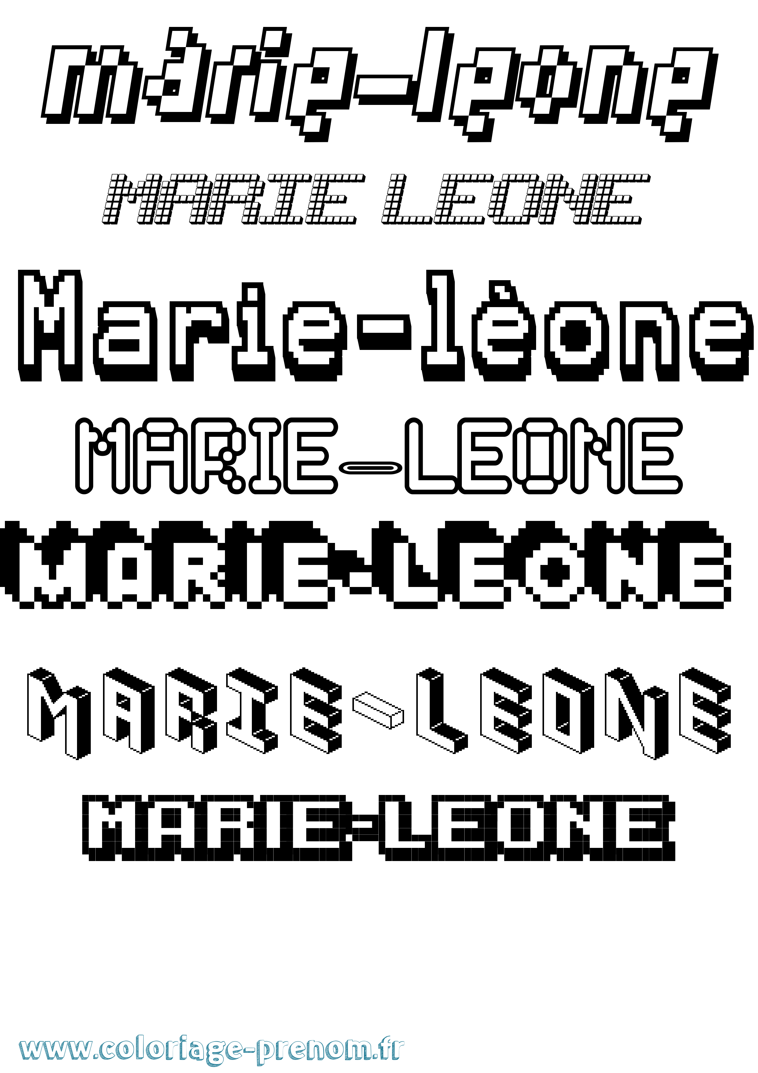 Coloriage Marie-Léone Pixel Coloriage prénom Marie-Léone Pixel
