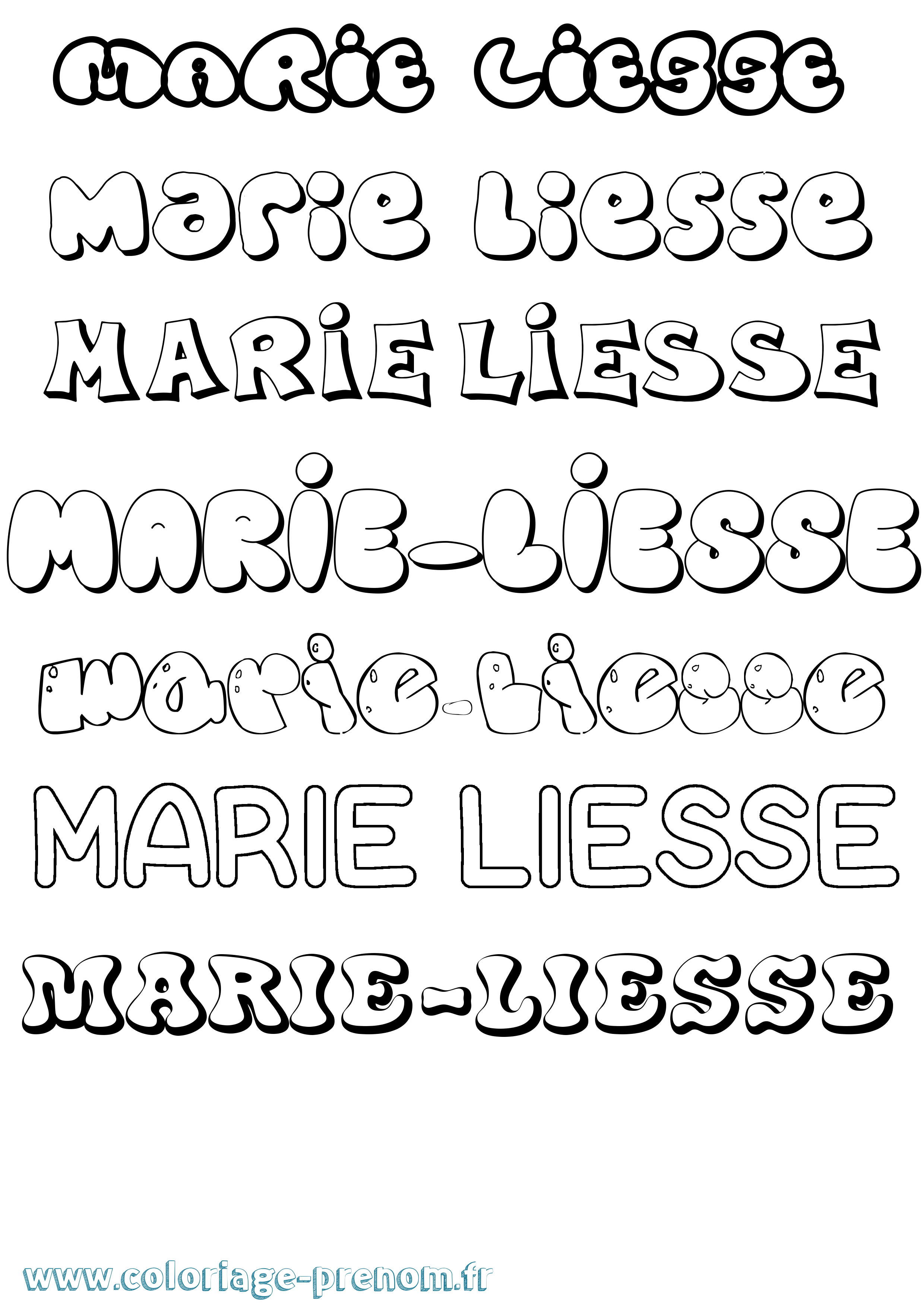 Coloriage Marie-Liesse Bubble Coloriage prénom Marie-Liesse Bubble