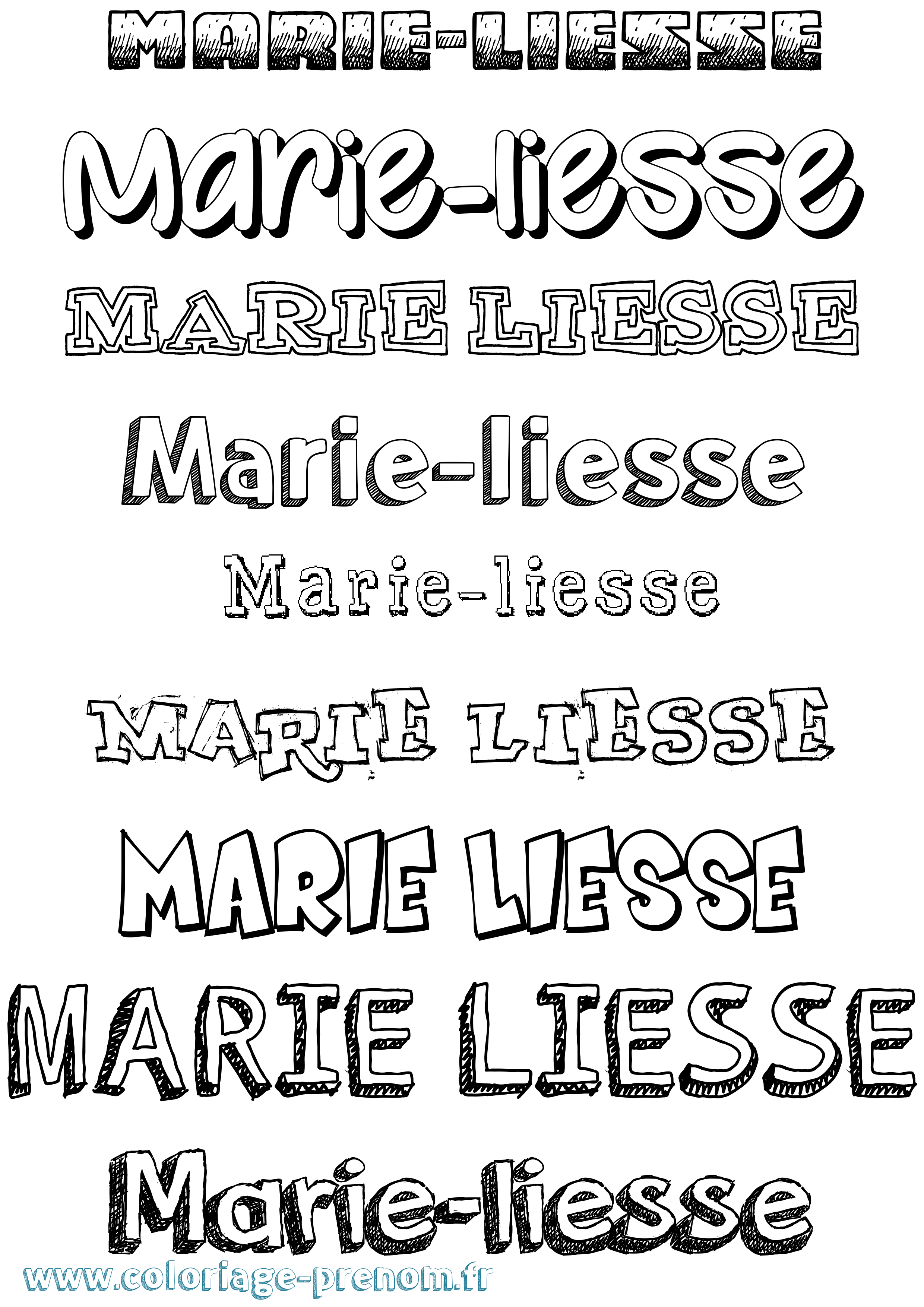 Coloriage Marie-Liesse Dessiné Coloriage prénom Marie-Liesse Dessiné