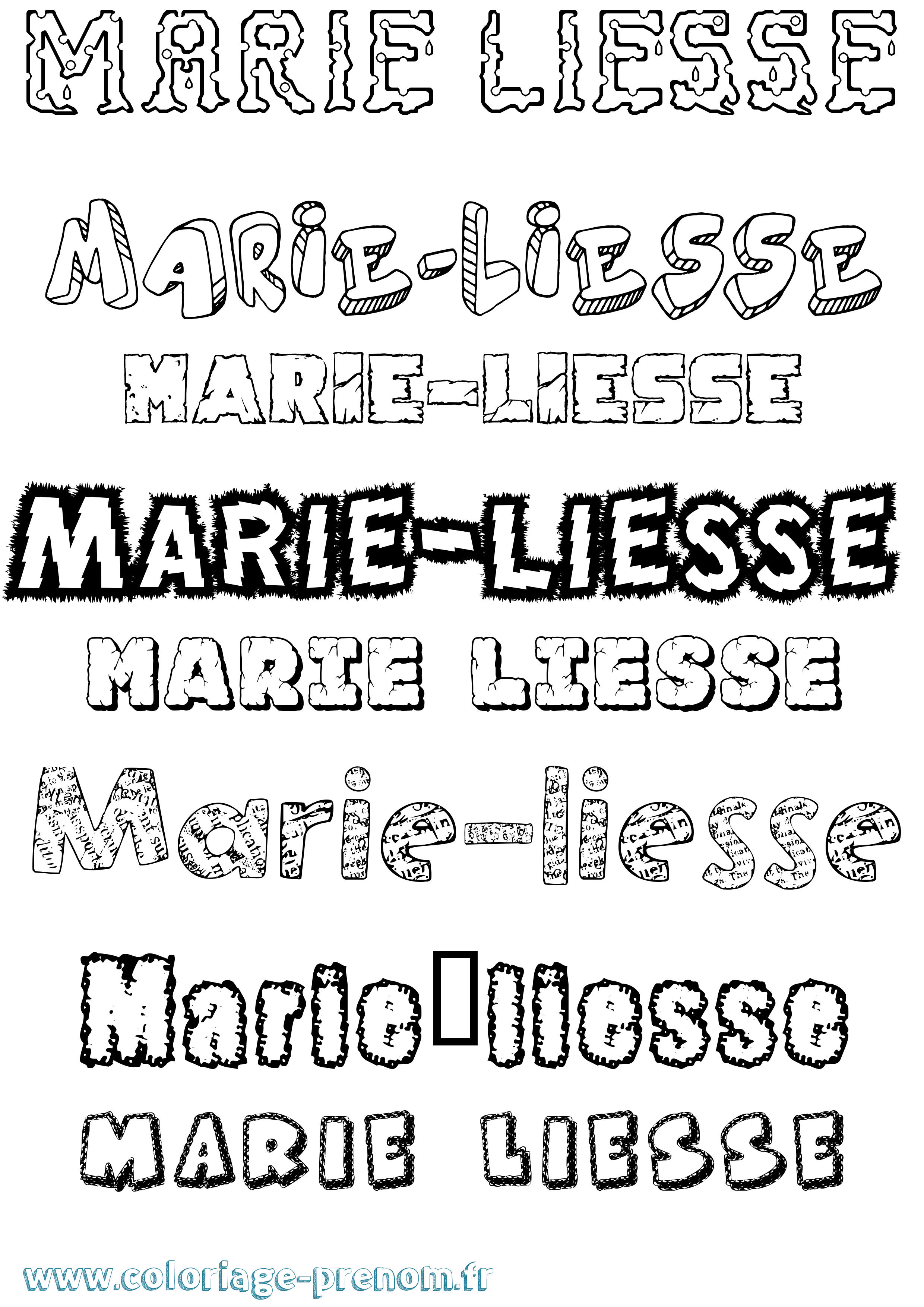 Coloriage Marie-Liesse Destructuré Coloriage prénom Marie-Liesse Destructuré