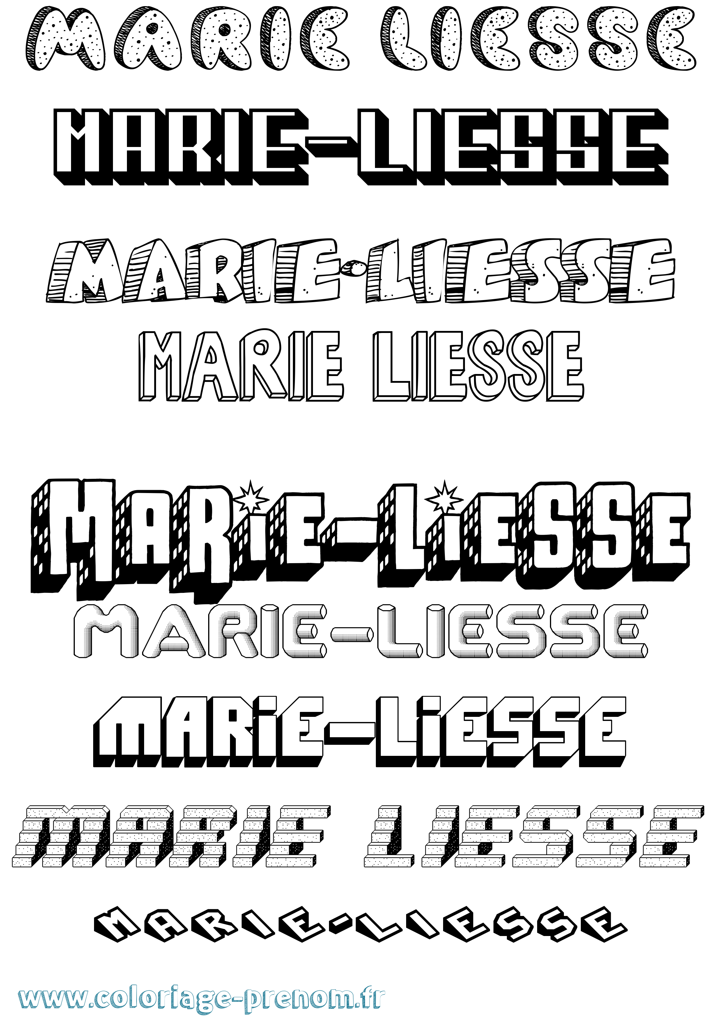 Coloriage Marie-Liesse Effet 3D Coloriage prénom Marie-Liesse Effet 3D