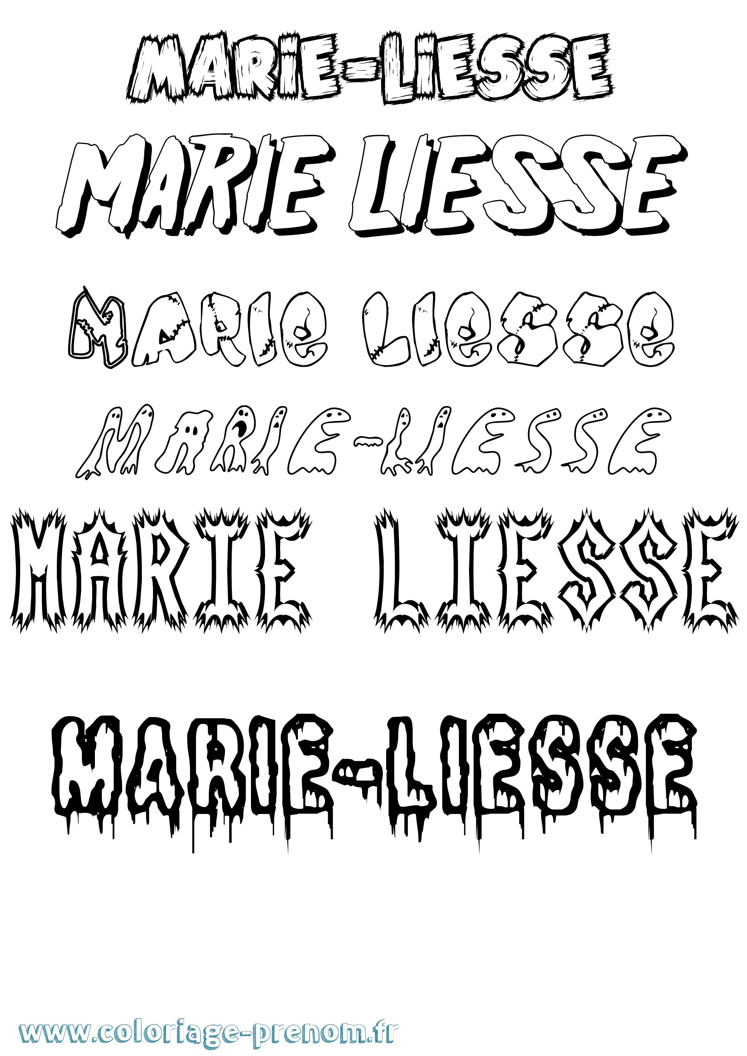 Coloriage Marie-Liesse Frisson Coloriage prénom Marie-Liesse Frisson