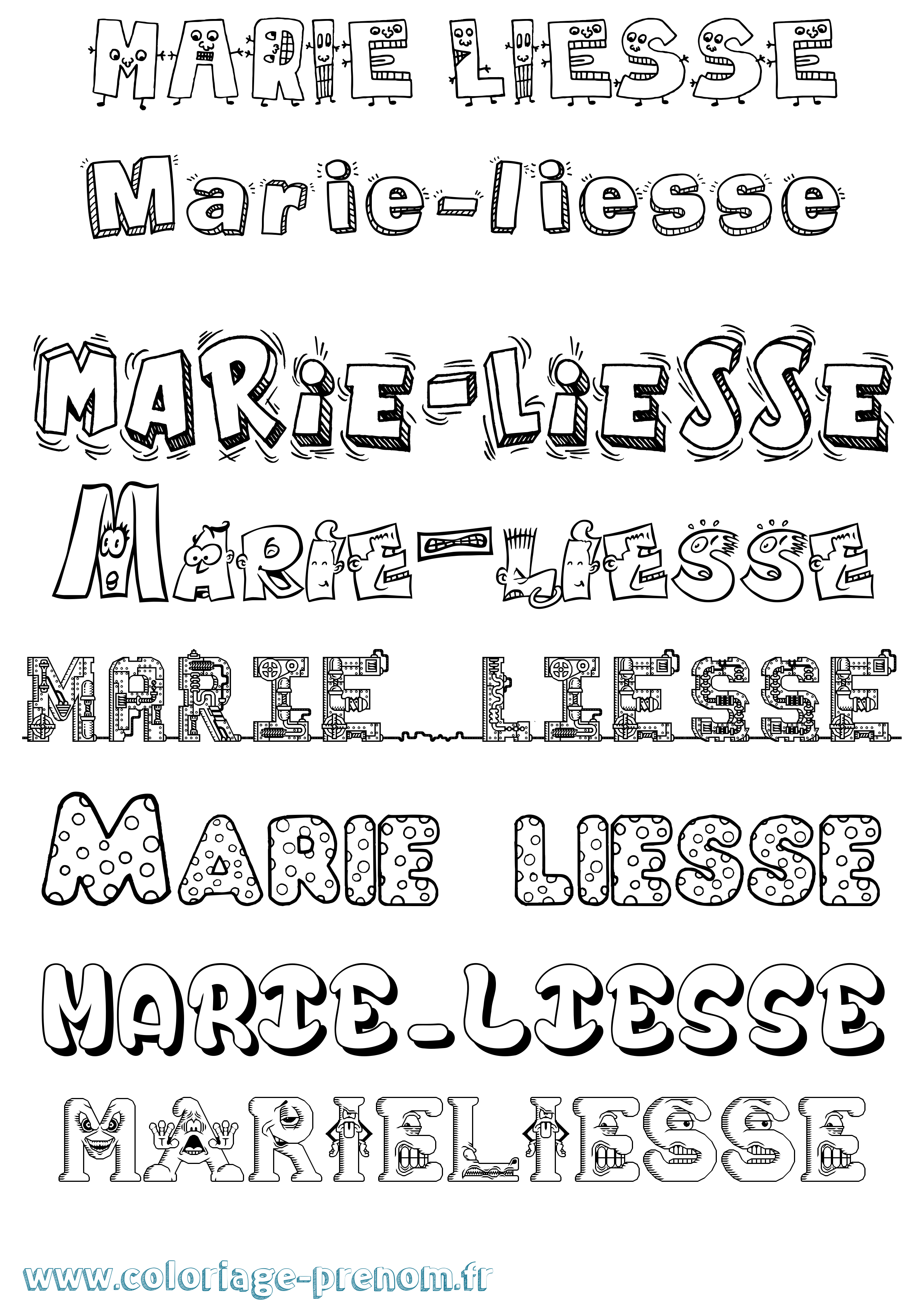 Coloriage Marie-Liesse Fun Coloriage prénom Marie-Liesse Fun