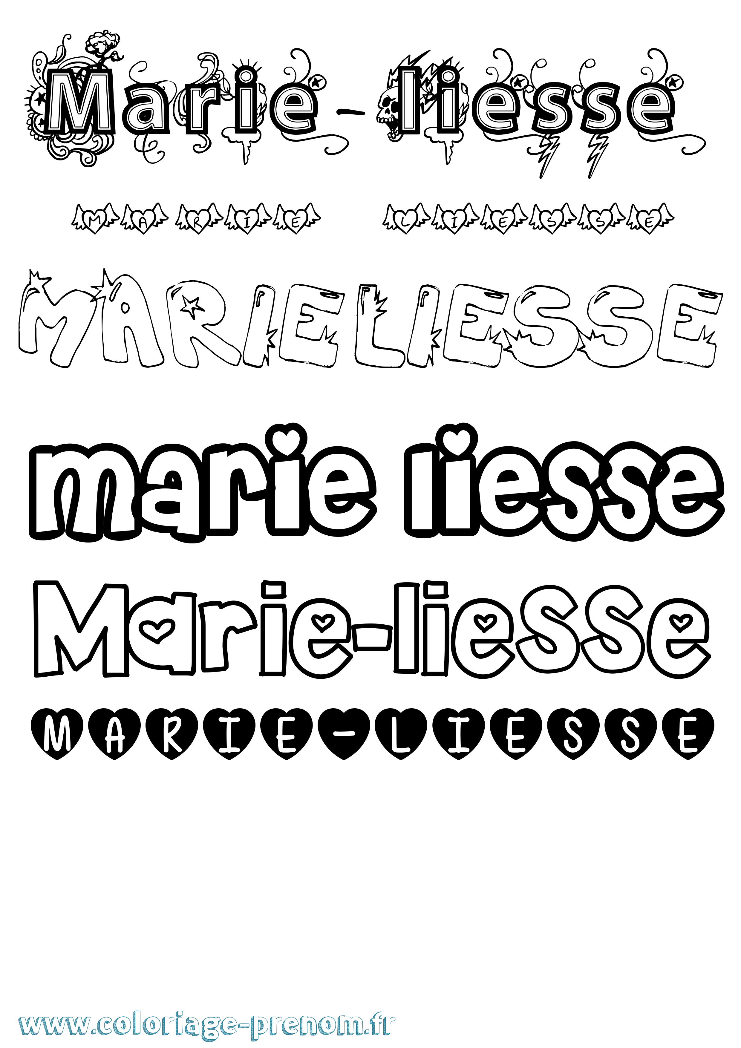 Coloriage Marie-Liesse Girly Coloriage prénom Marie-Liesse Girly