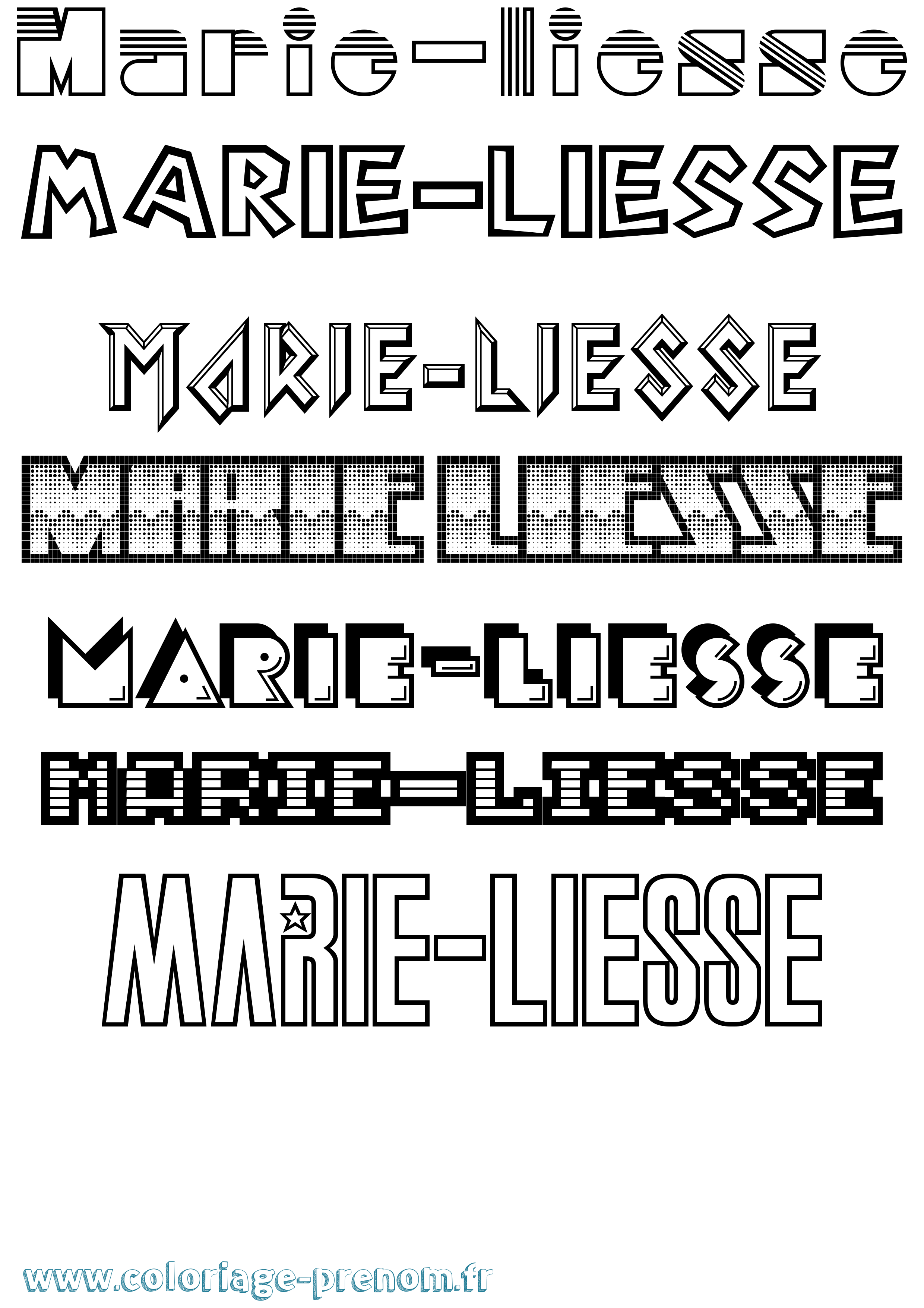 Coloriage Marie-Liesse Jeux Vidéos Coloriage prénom Marie-Liesse Jeux Vidéos