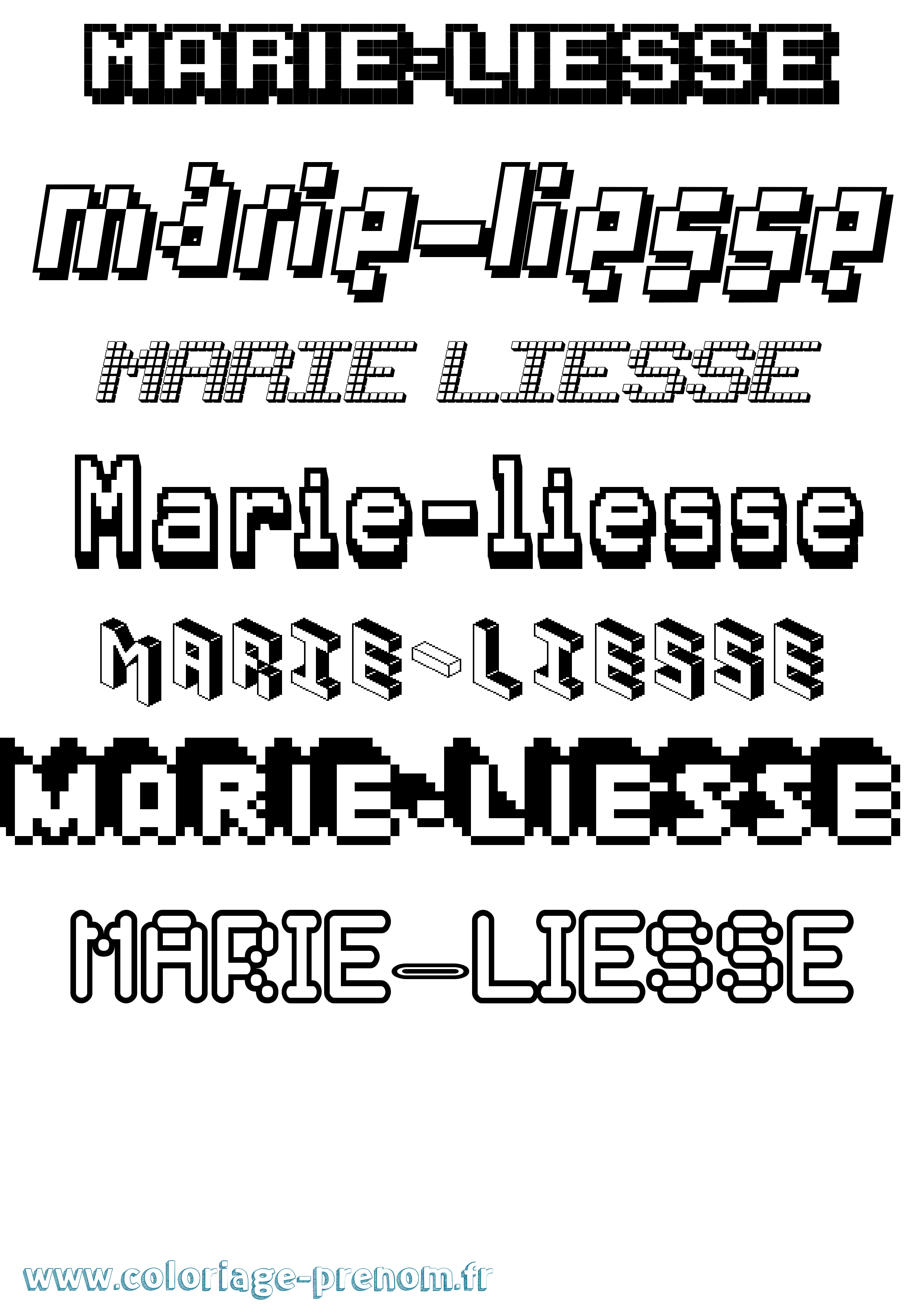 Coloriage Marie-Liesse Pixel Coloriage prénom Marie-Liesse Pixel