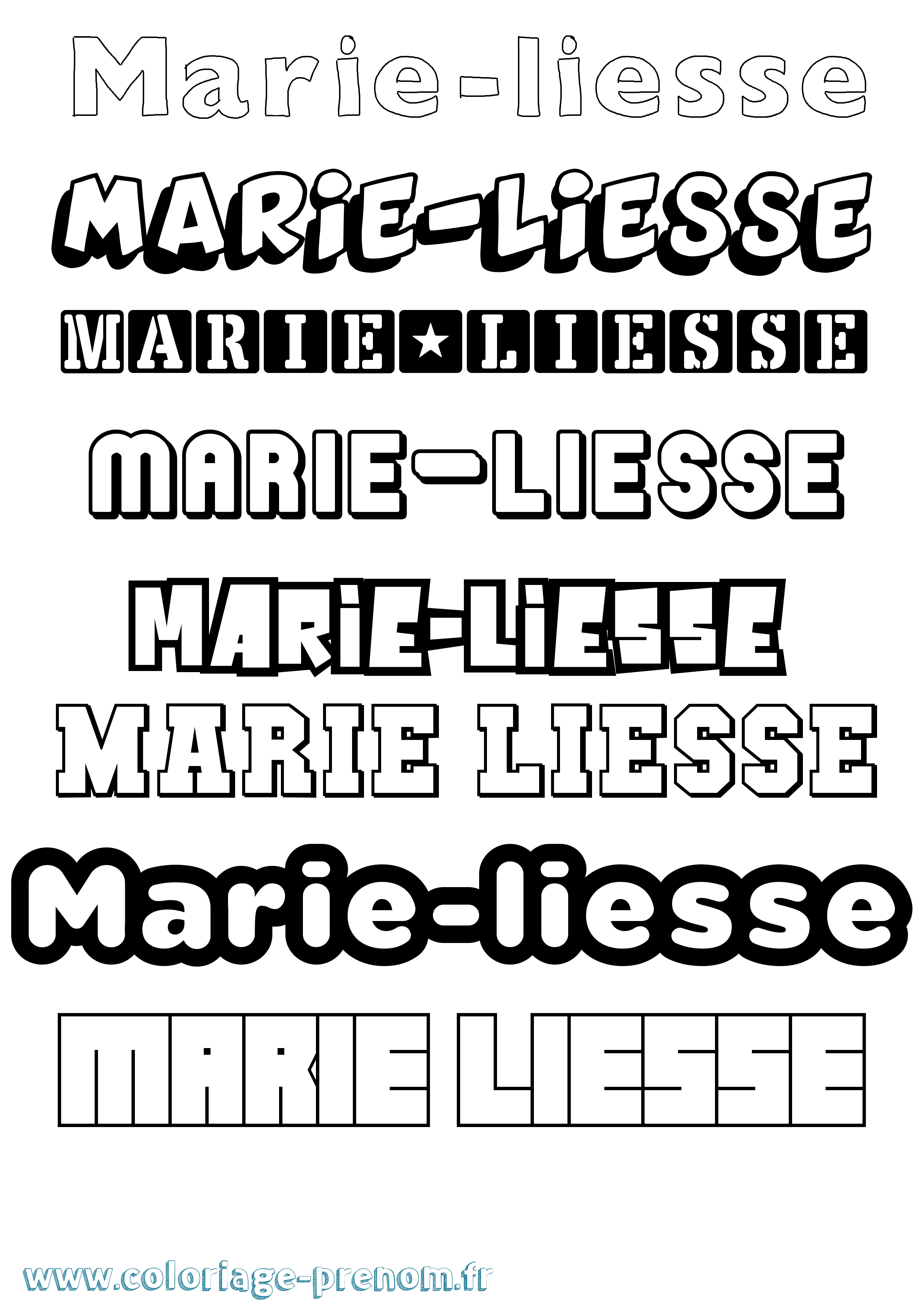 Coloriage Marie-Liesse Simple Coloriage prénom Marie-Liesse Simple