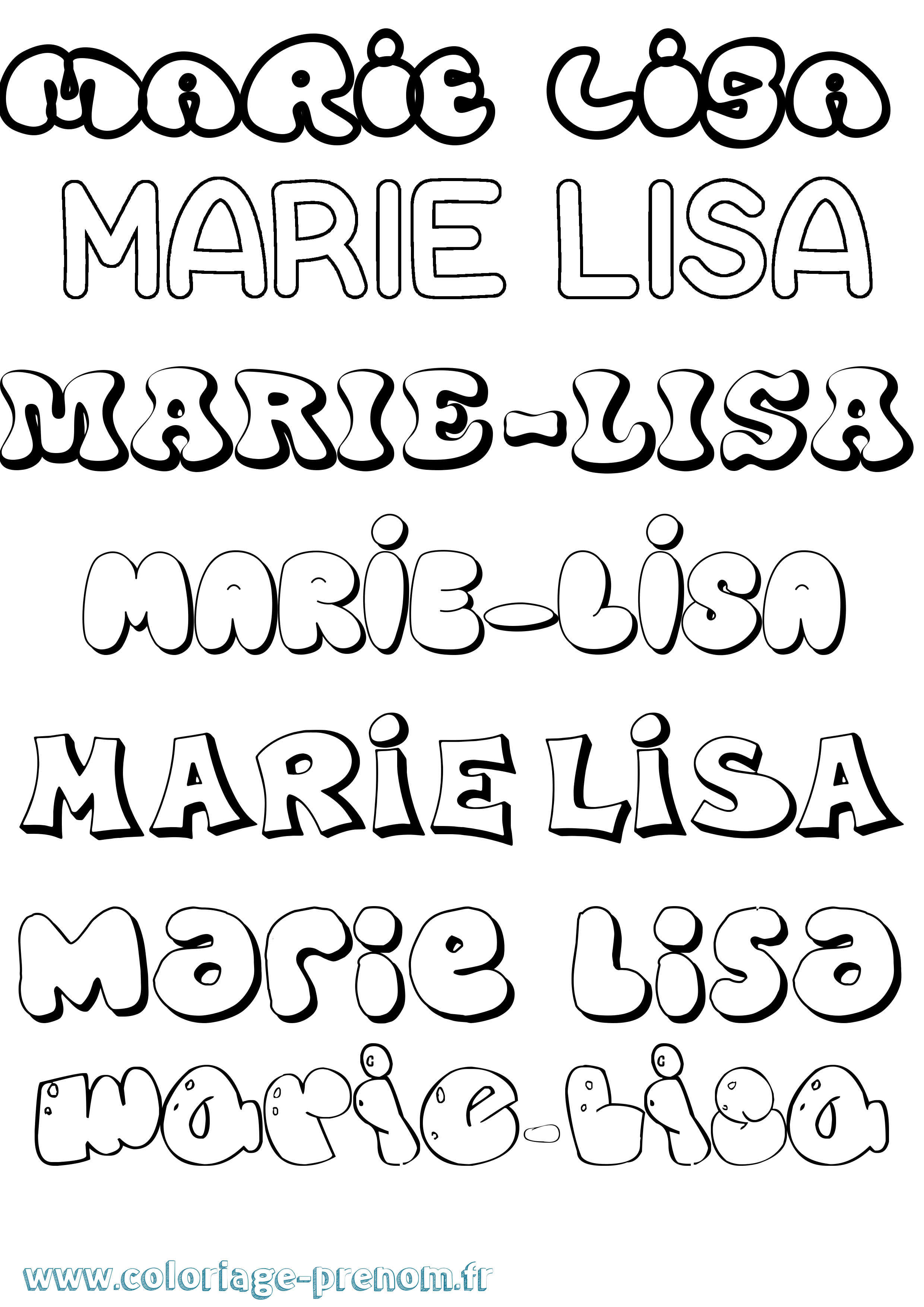 Coloriage Marie-Lisa Bubble Coloriage prénom Marie-Lisa Bubble