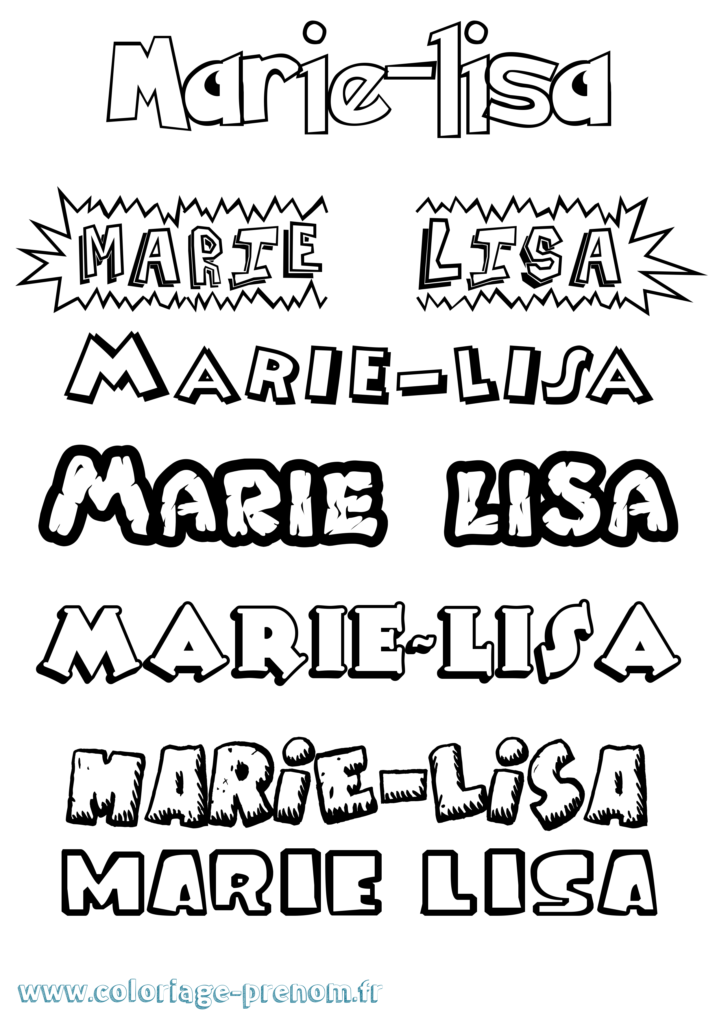 Coloriage Marie-Lisa Dessin Animé Coloriage prénom Marie-Lisa Dessin Animé