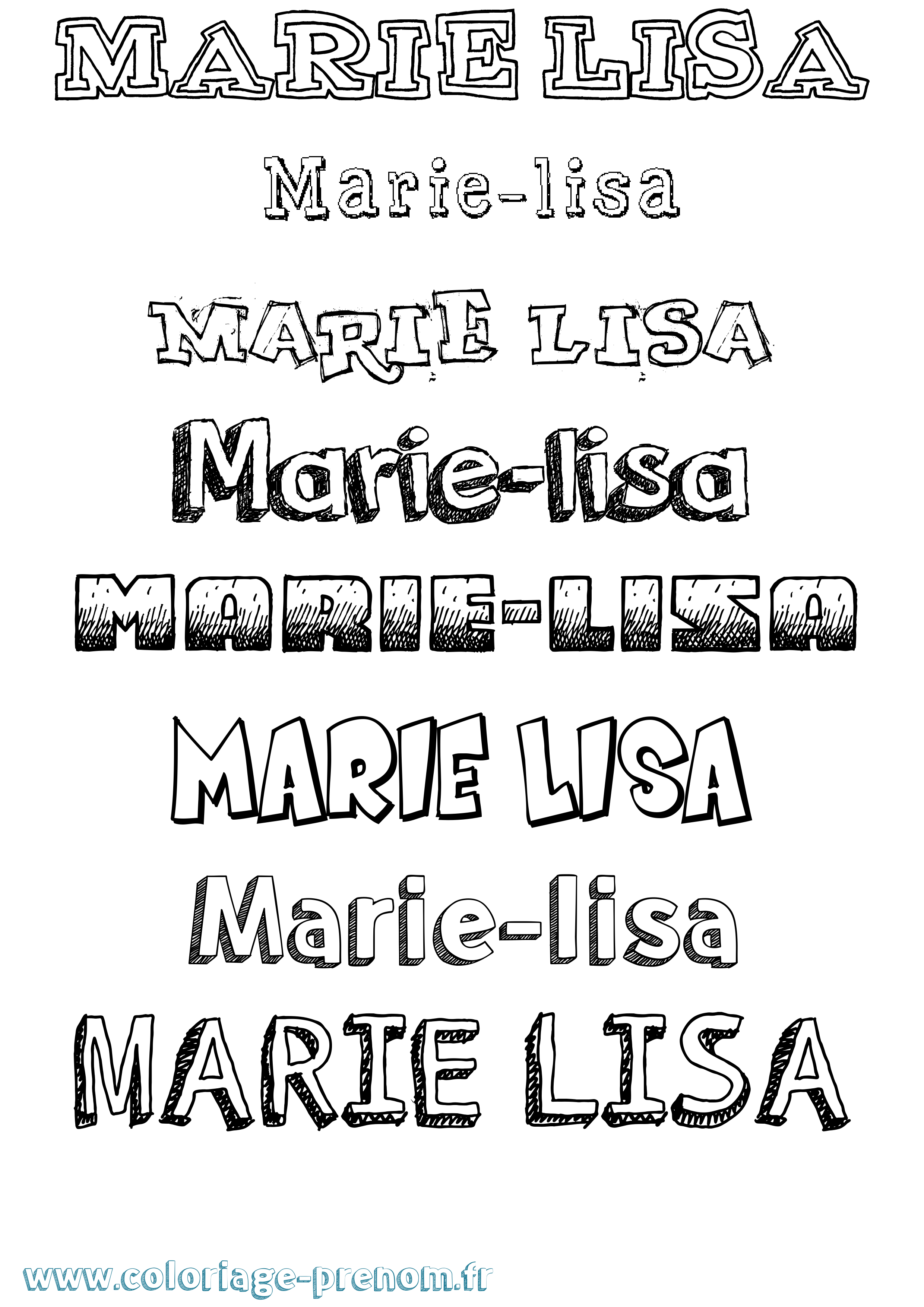 Coloriage Marie-Lisa Dessiné Coloriage prénom Marie-Lisa Dessiné