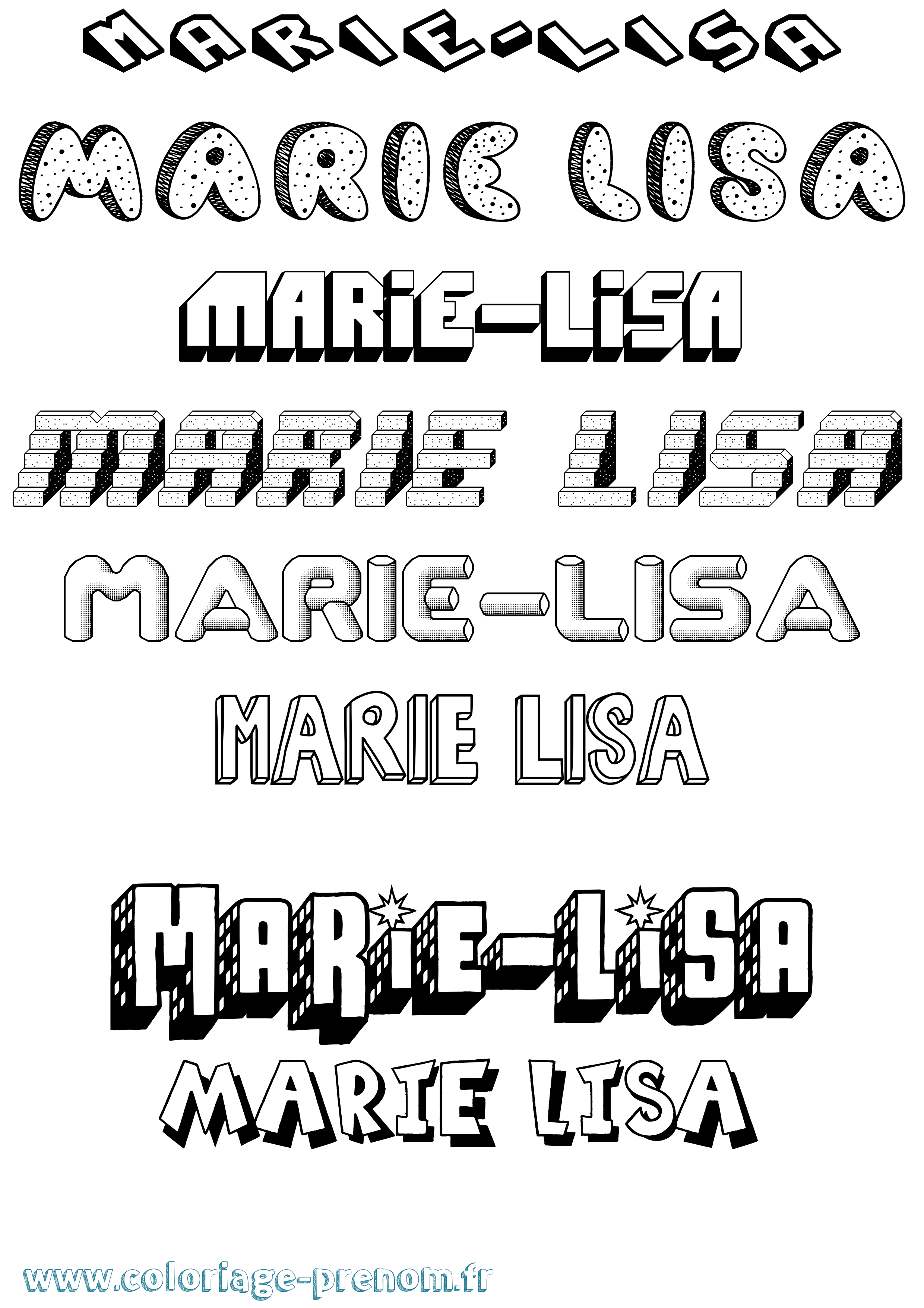 Coloriage Marie-Lisa Effet 3D Coloriage prénom Marie-Lisa Effet 3D